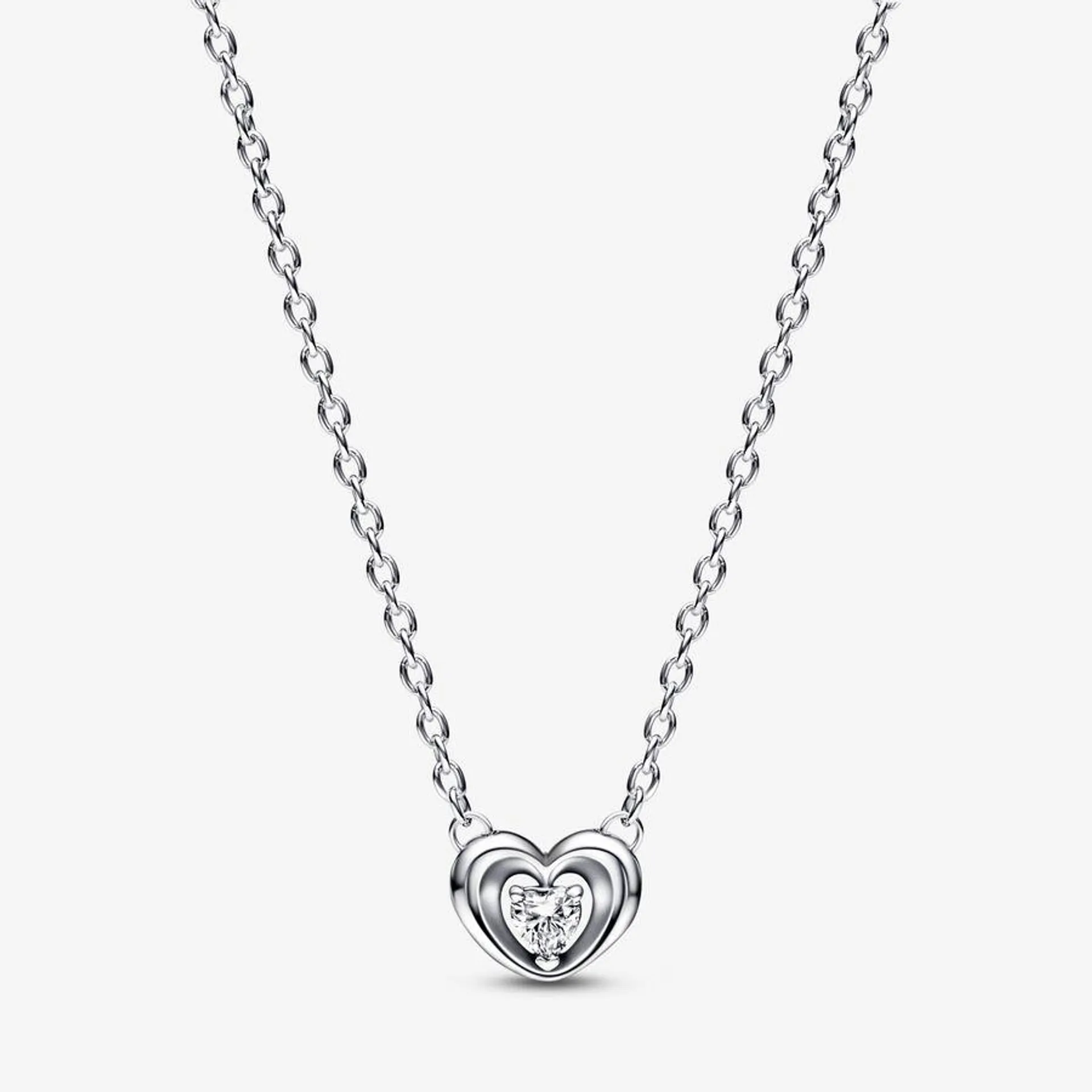 Radiant Heart & Floating Stone Pendant Collier Necklace