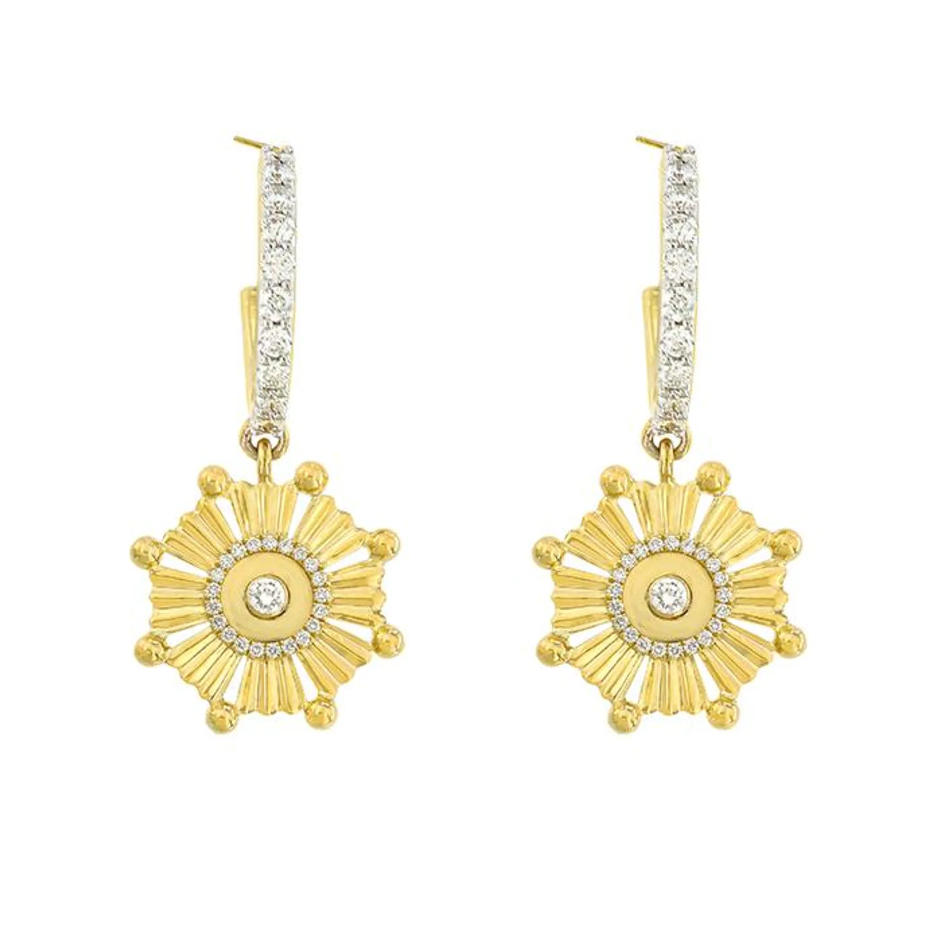 Farfasha Sunkiss Beads 18k Gold Diamond Earrings