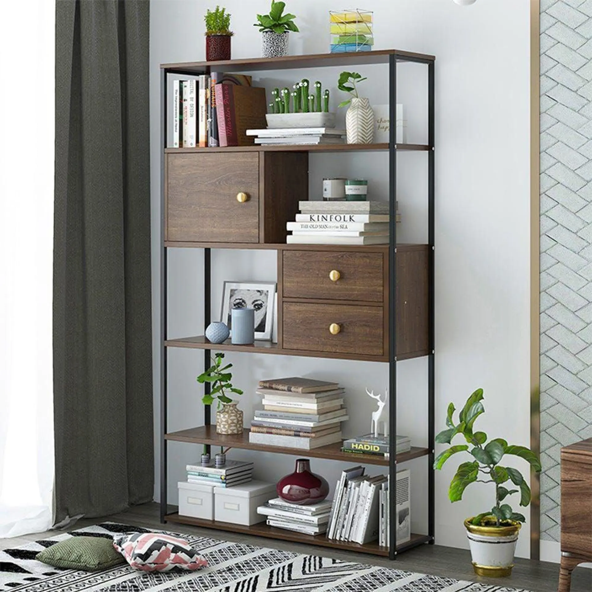 Vincenzo Display Cabinet - Walnut / Black