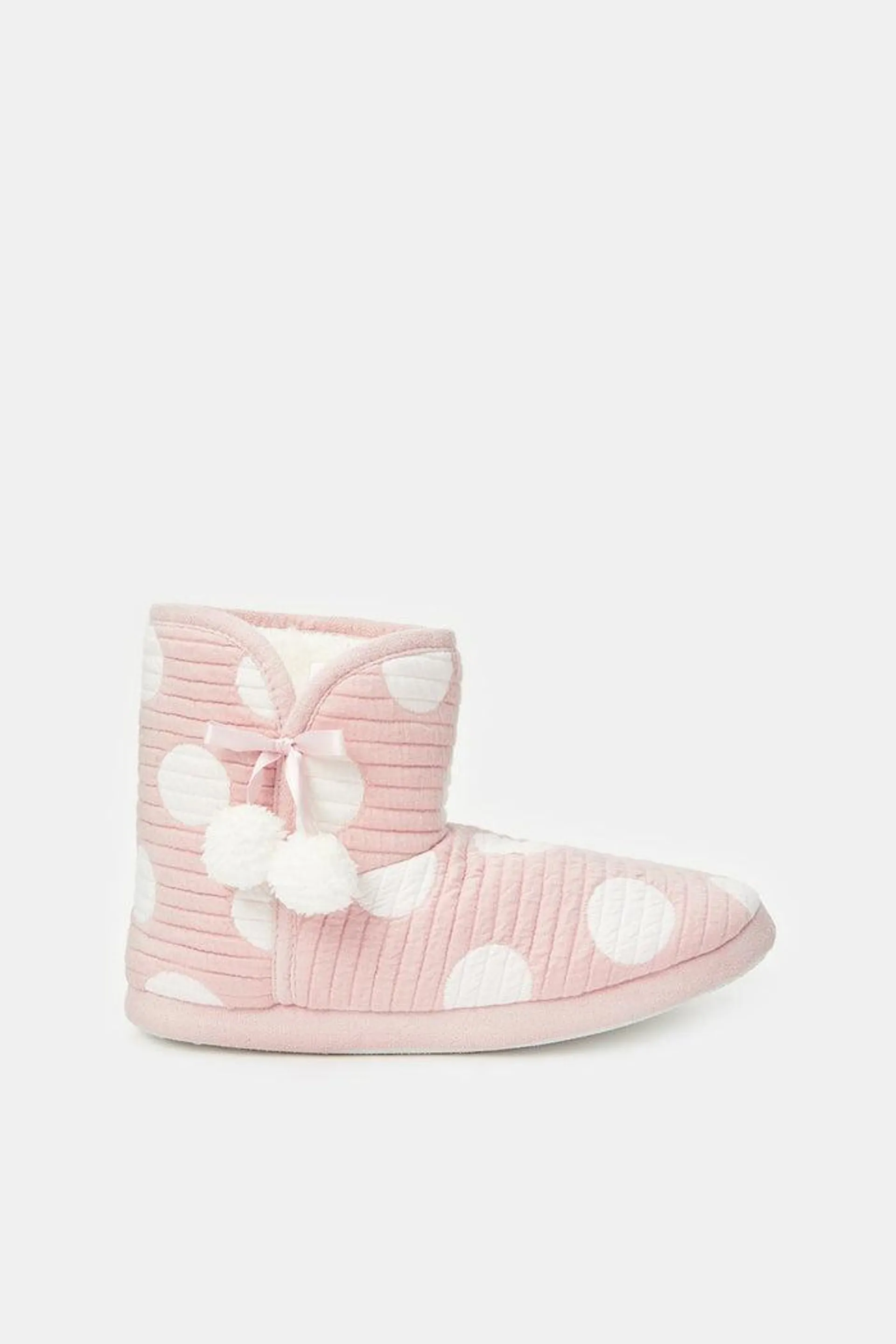 Women Pink Booty Slipper With Pom Pom