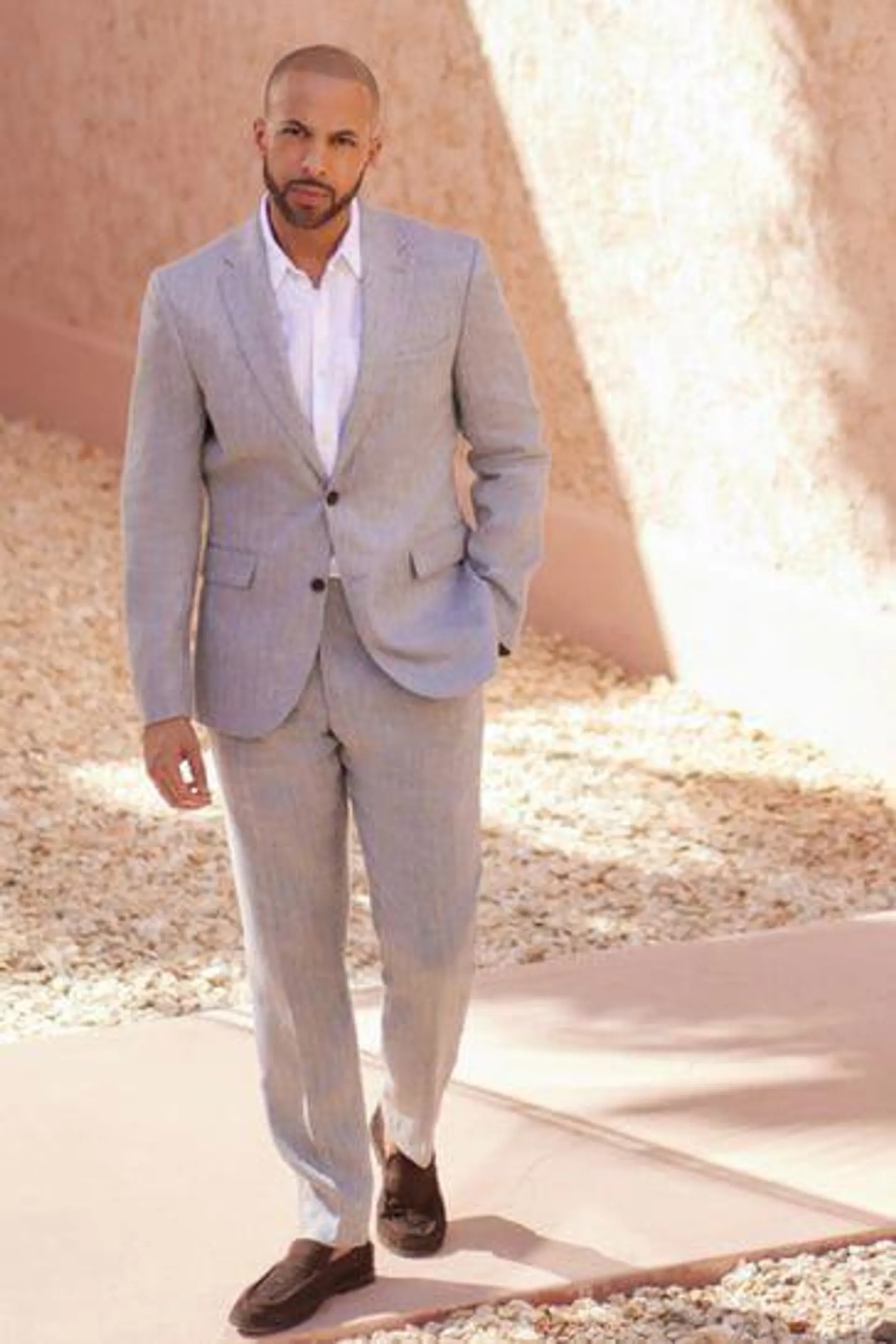 Grey Slim Fit Signature Nova Fides Italian Linen Suit Jacket