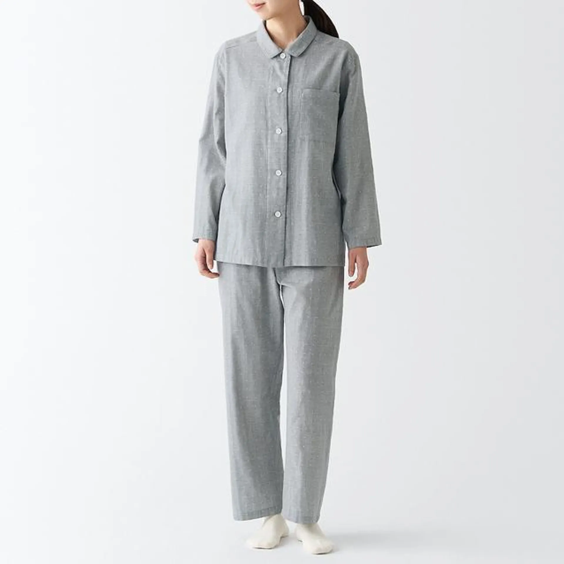 Side Seamless Double Gauze Long Sleeves Pajamas