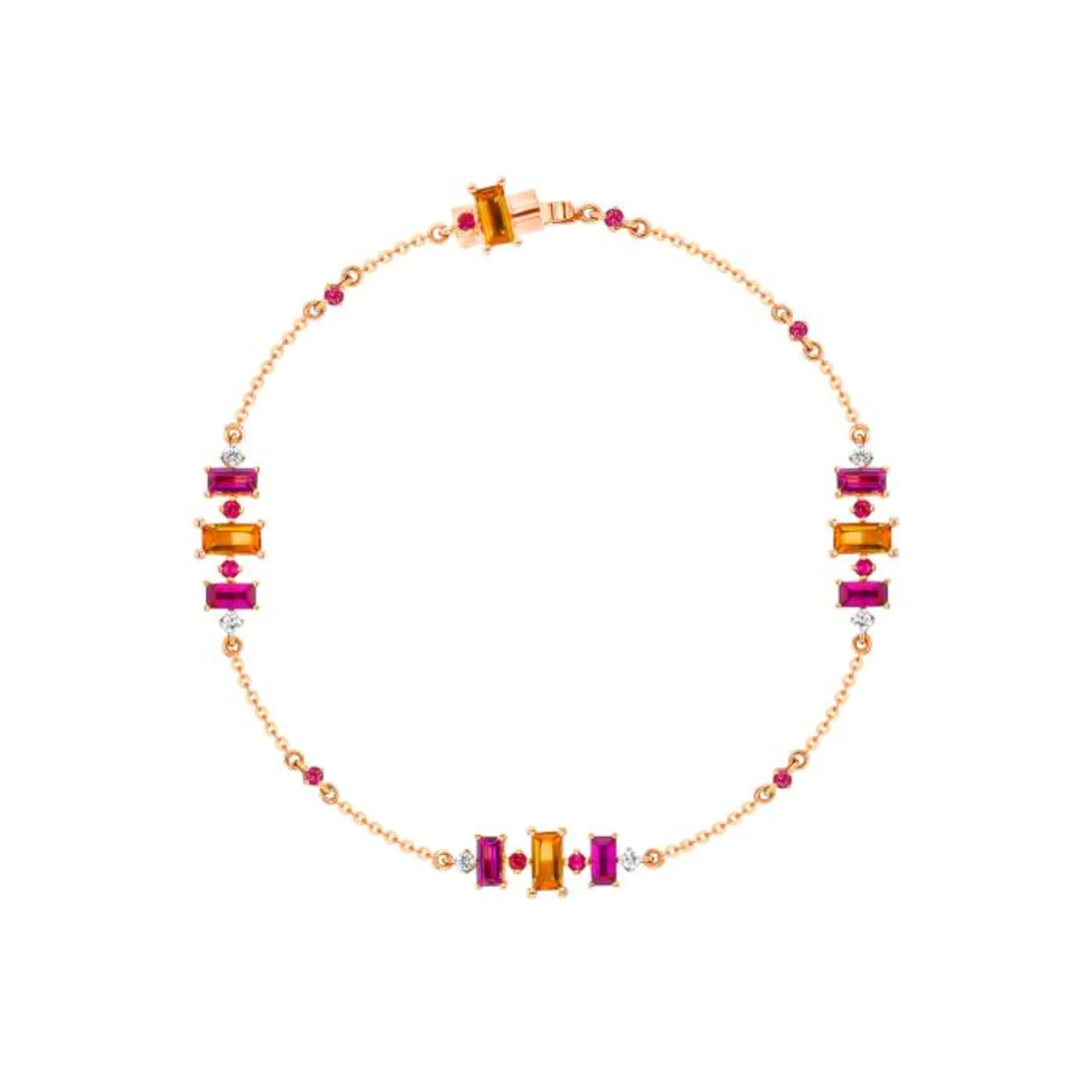 Fireworks Sparks Coloured Gemstones & Diamond Bracelet 18K Rose Gold