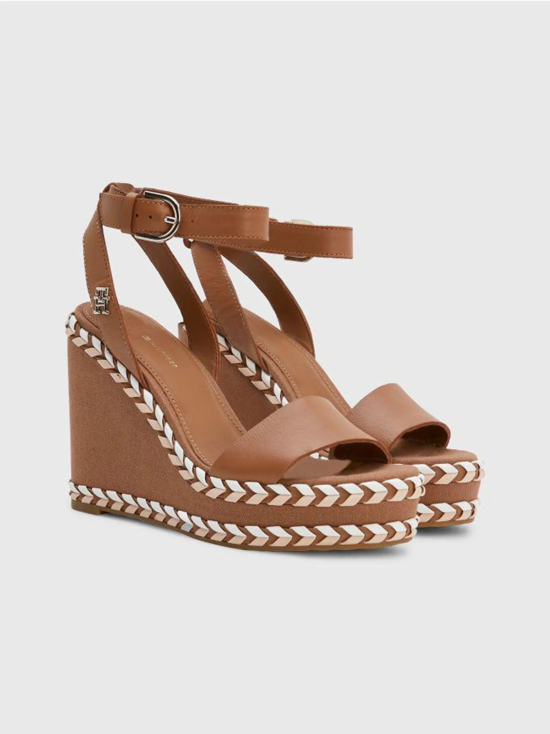 Leather High Wedge Sandals