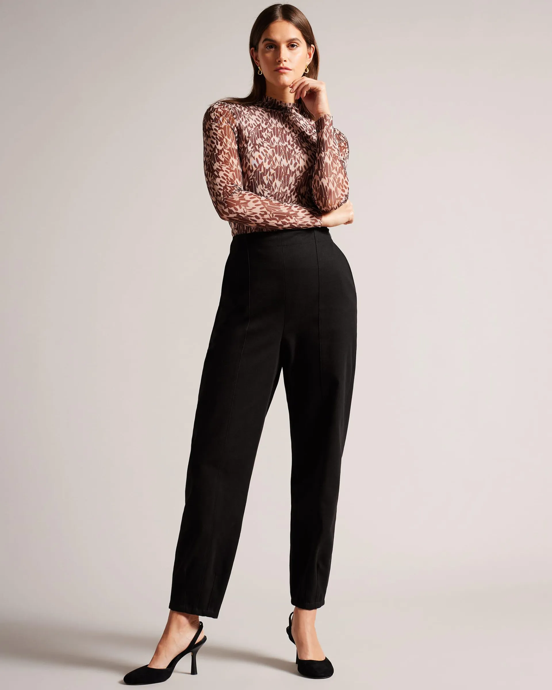Barrel Trousers With Pin Tuck Detail
