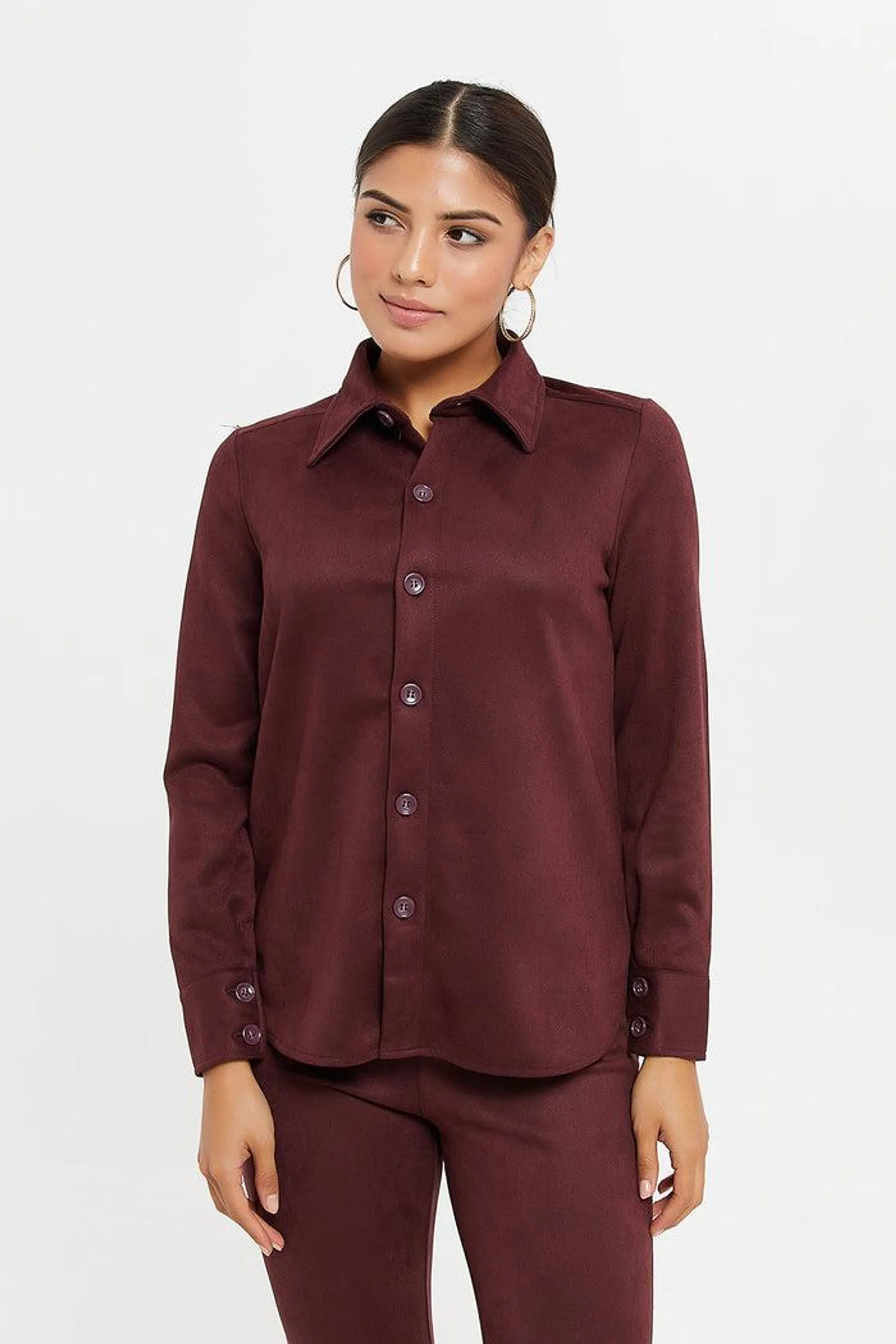 Women Burgundy Shirt Blouse