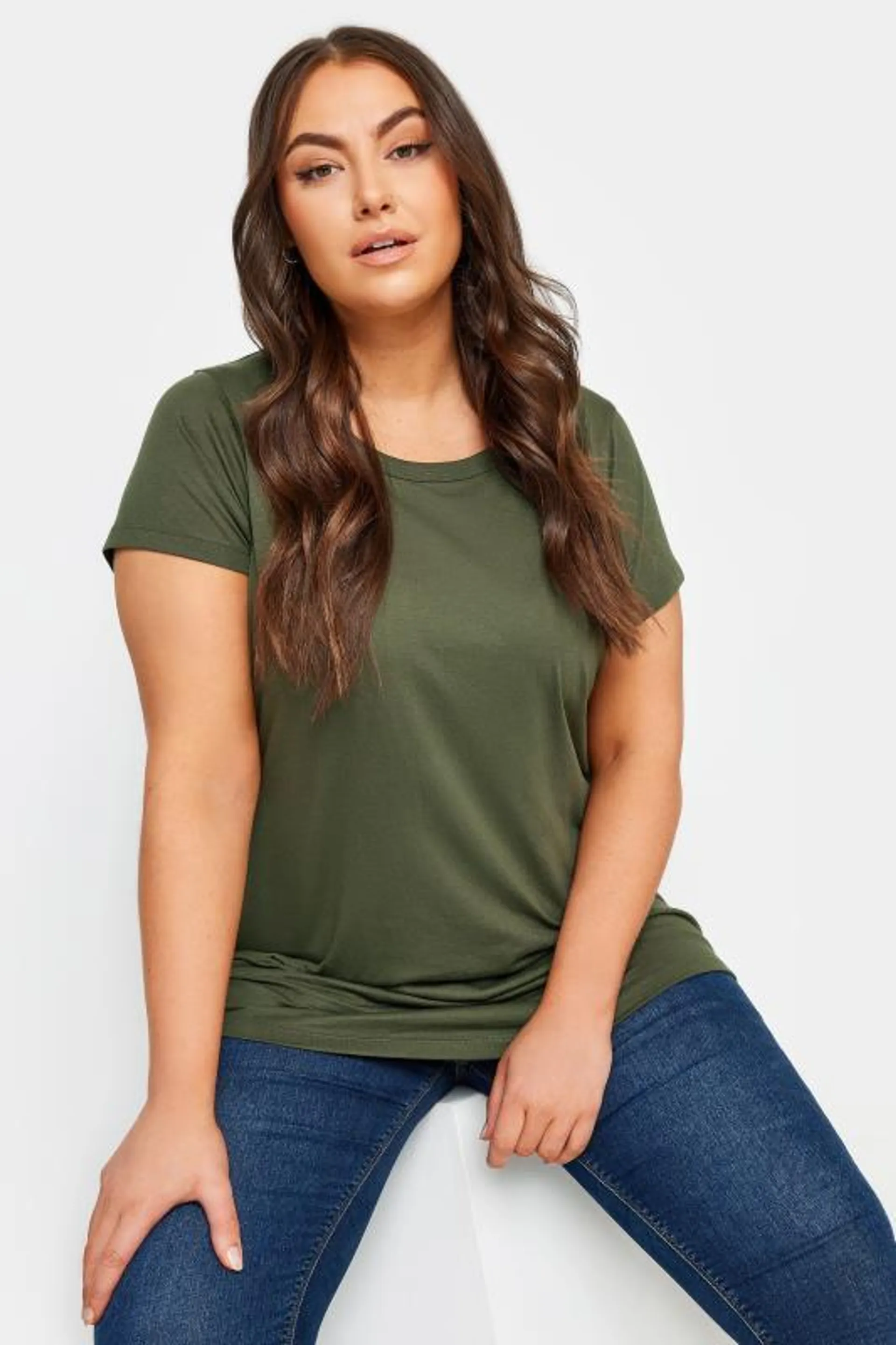 YOURS Curve Olive Green Essential T-Shirt