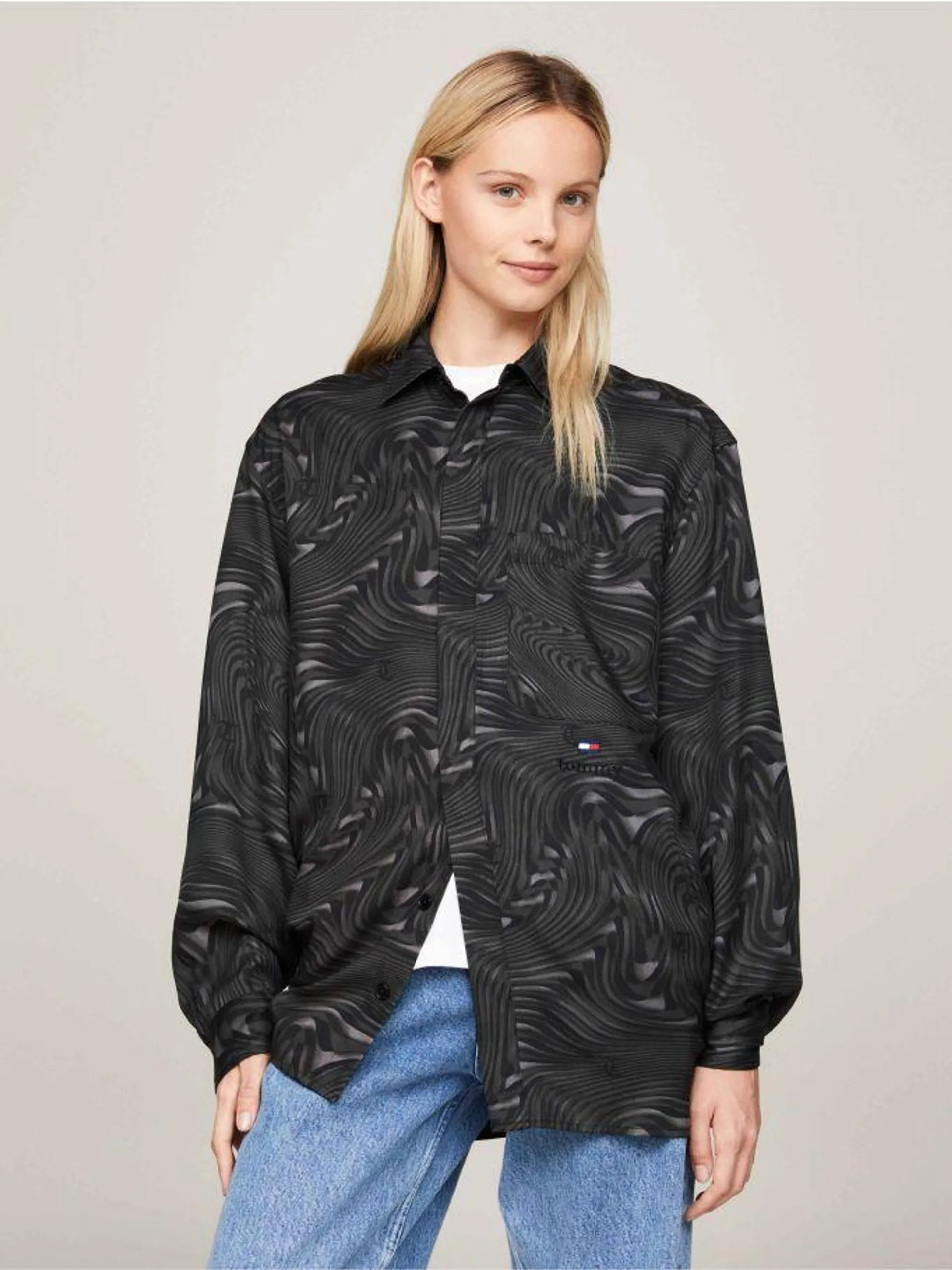 Dual Gender Swirl Print Relaxed Fit Shirt