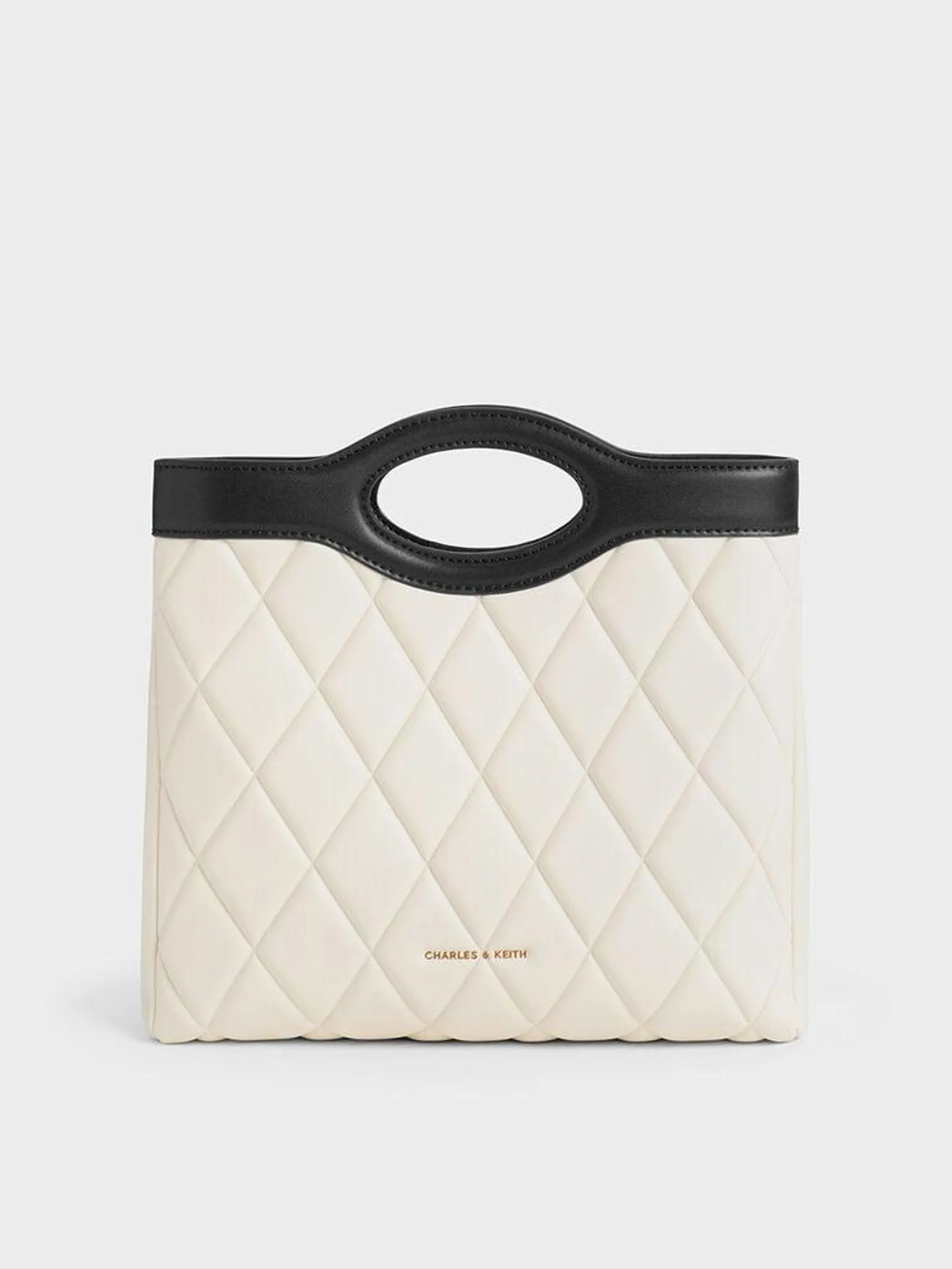 Arwen Two-Tone Quilted Curved-Handle Bag