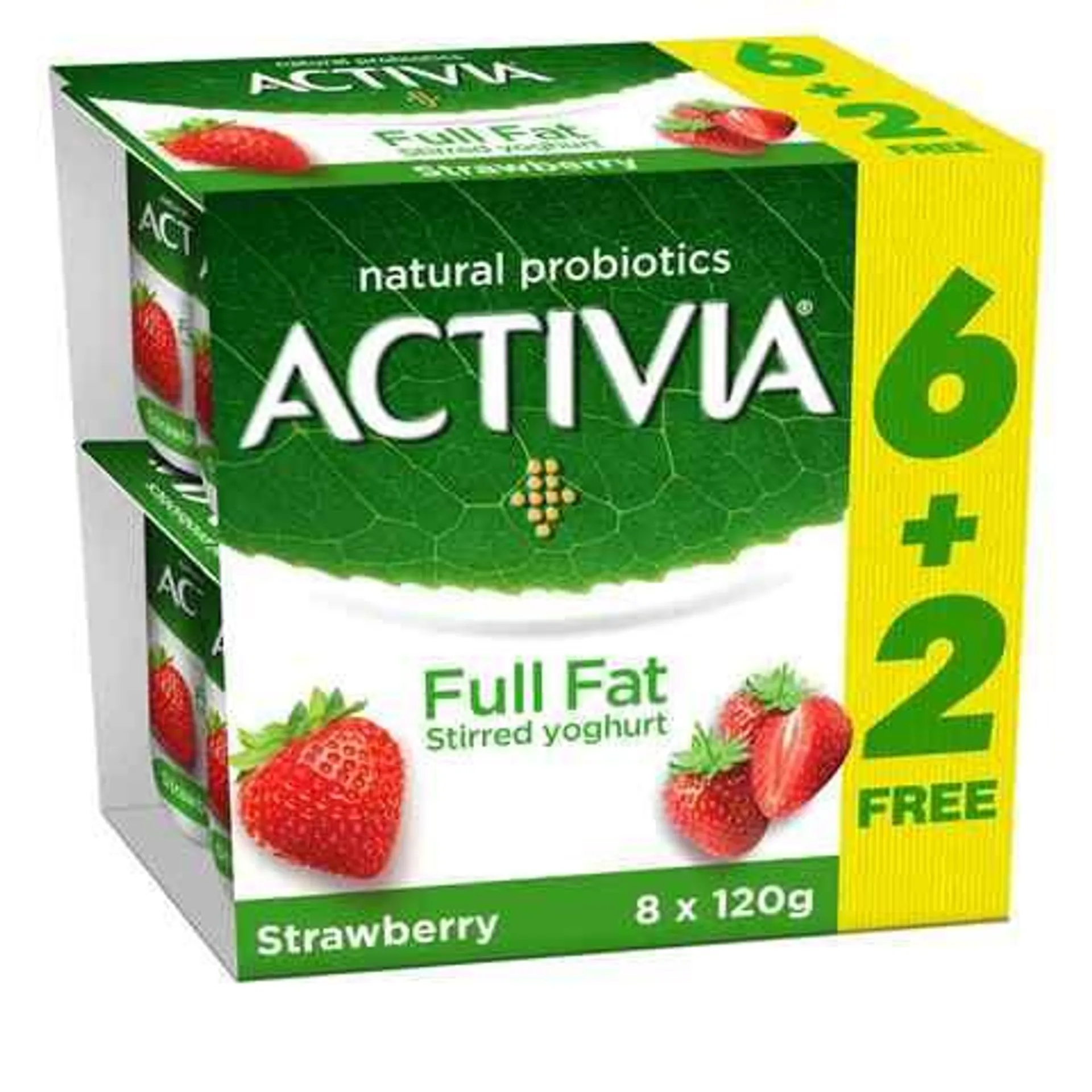 Activia Full Fat Strawberry Stirred Yoghurt 120g Pack of 8