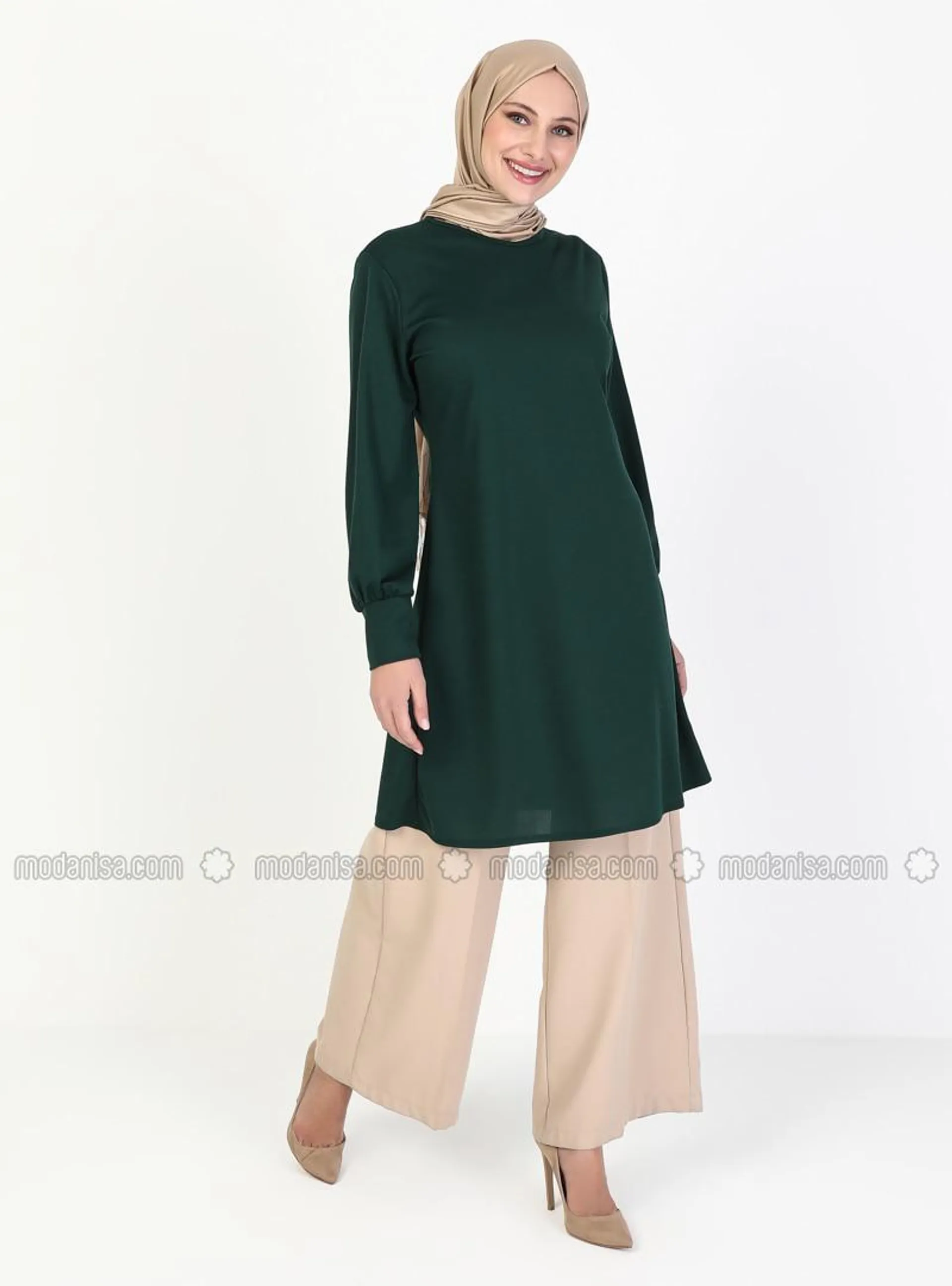 Sleeve Detailed Tunic Emerald