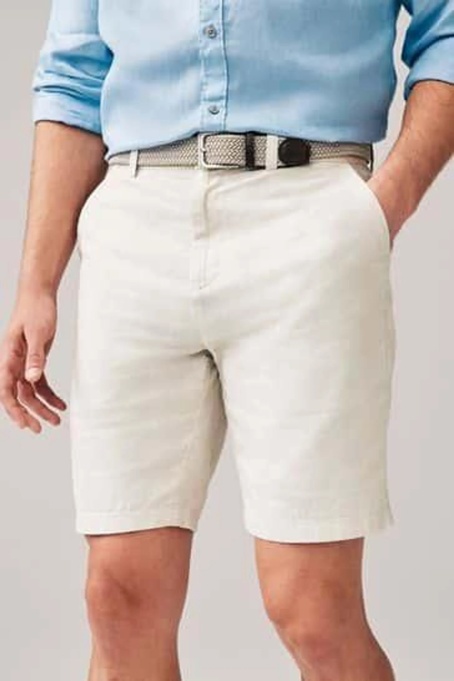 Linen Cotton Chino Shorts with Belt Included