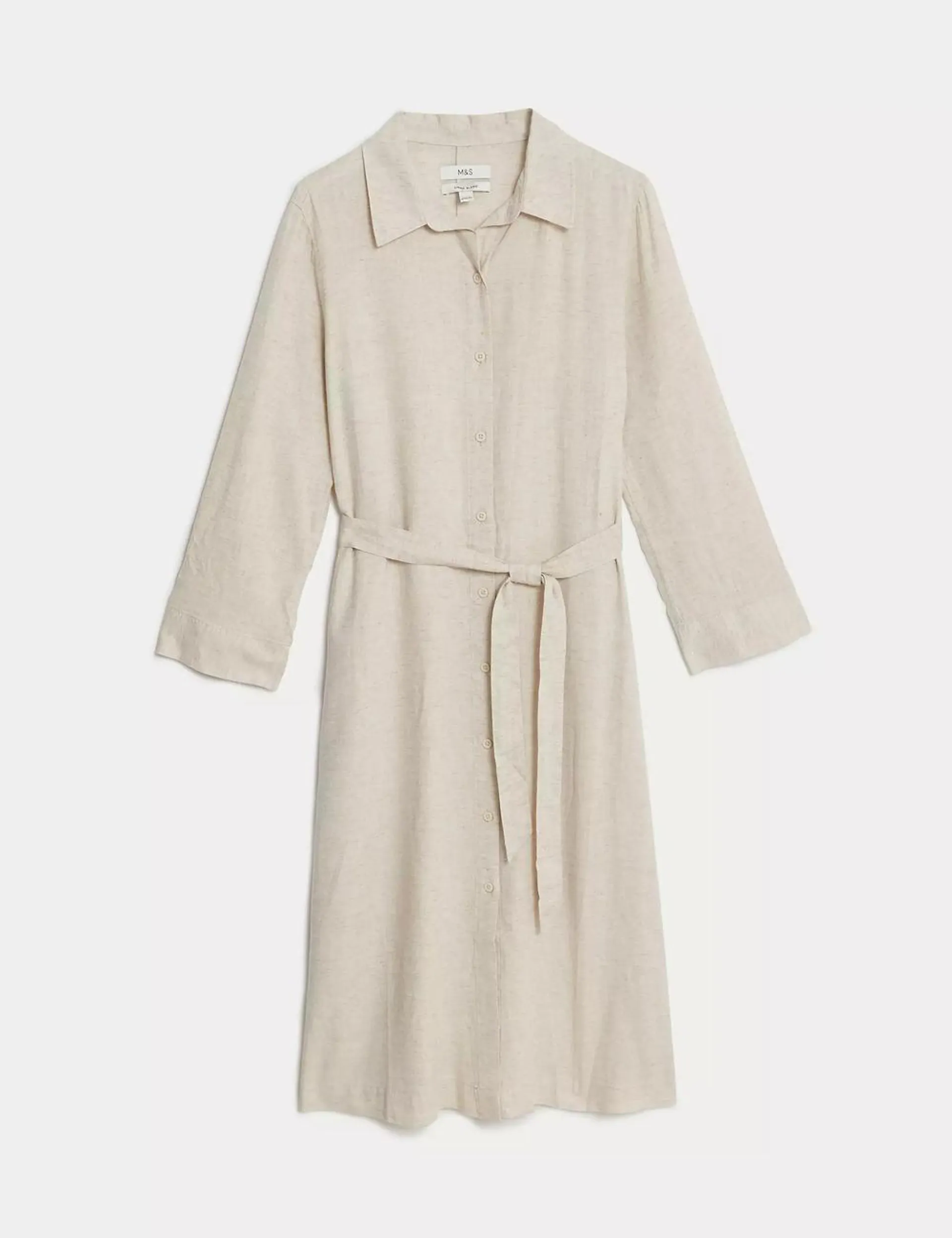 Linen Blend Midaxi Relaxed Shirt Dress