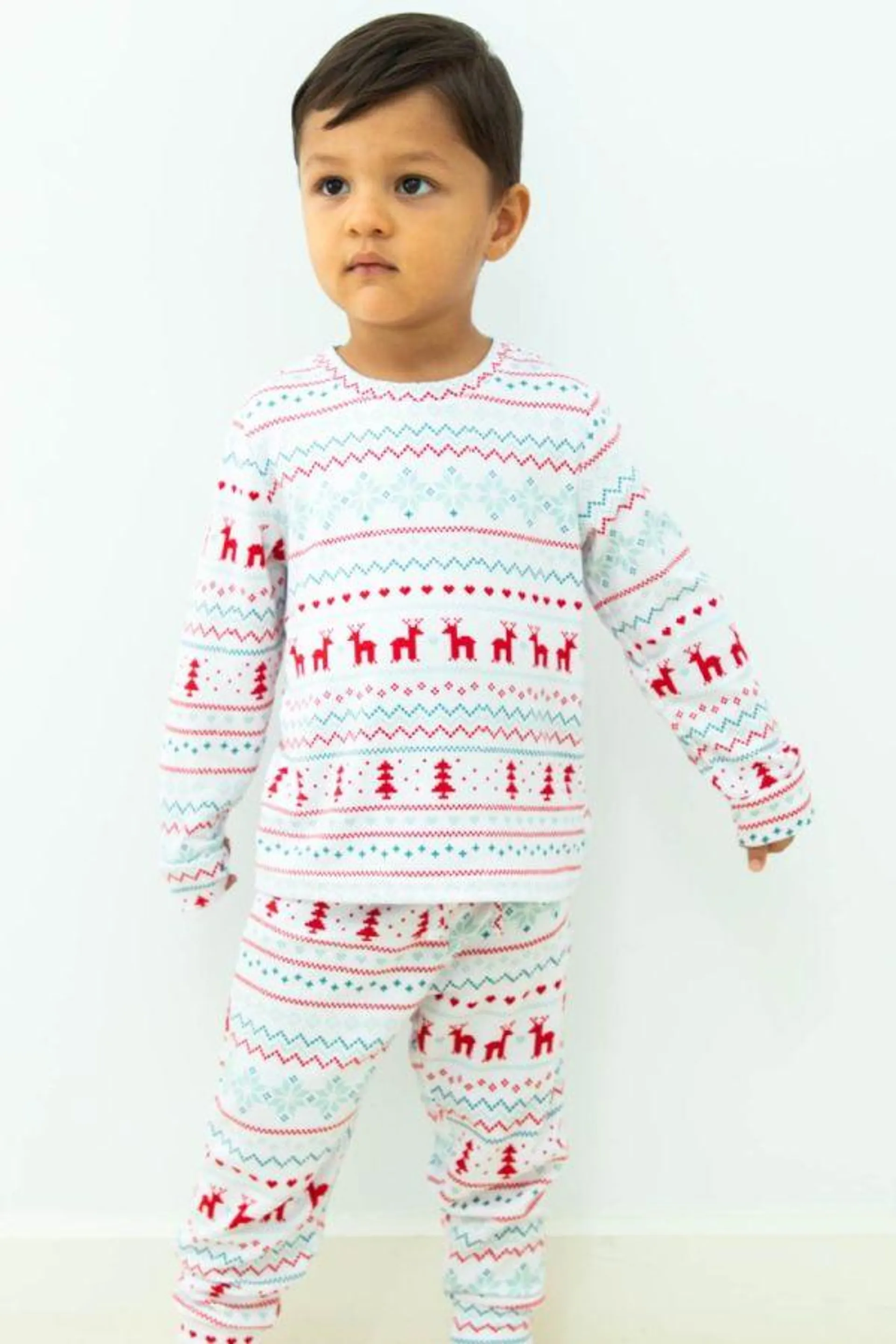 Kids White Red Green Fairisle PJ