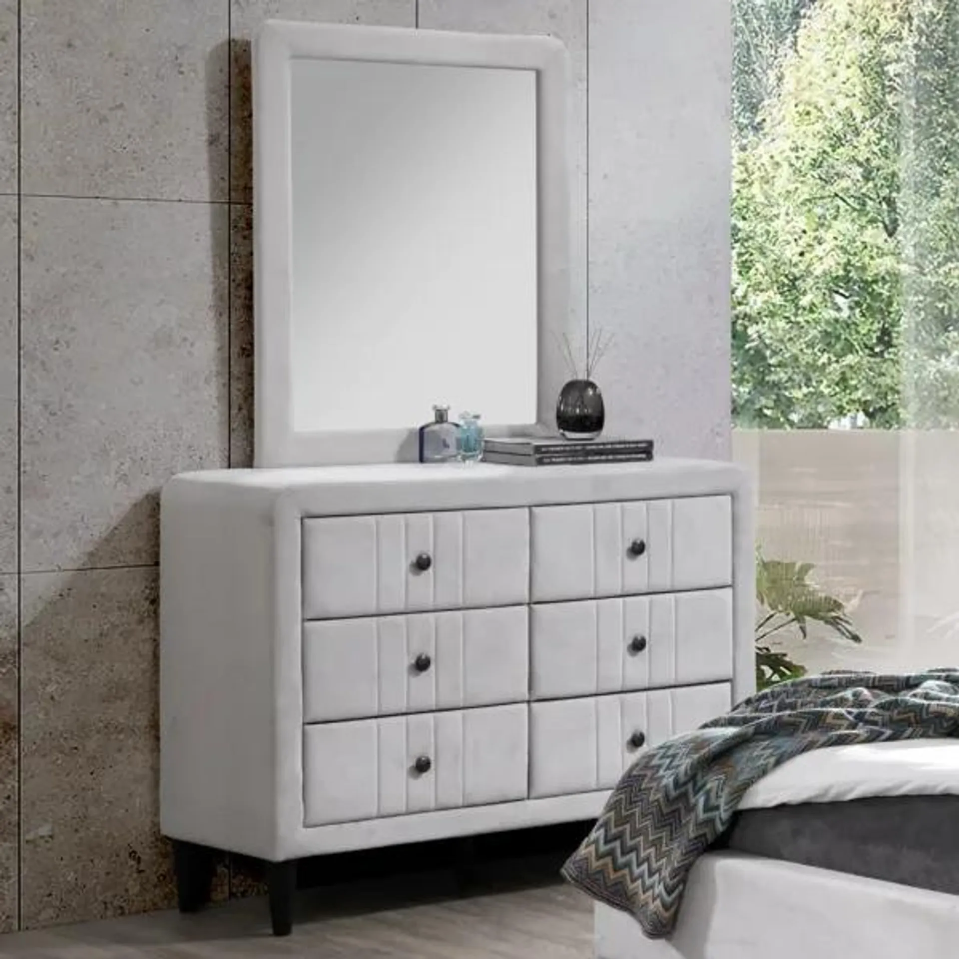 Swan Dresser with Mirror – Ivory