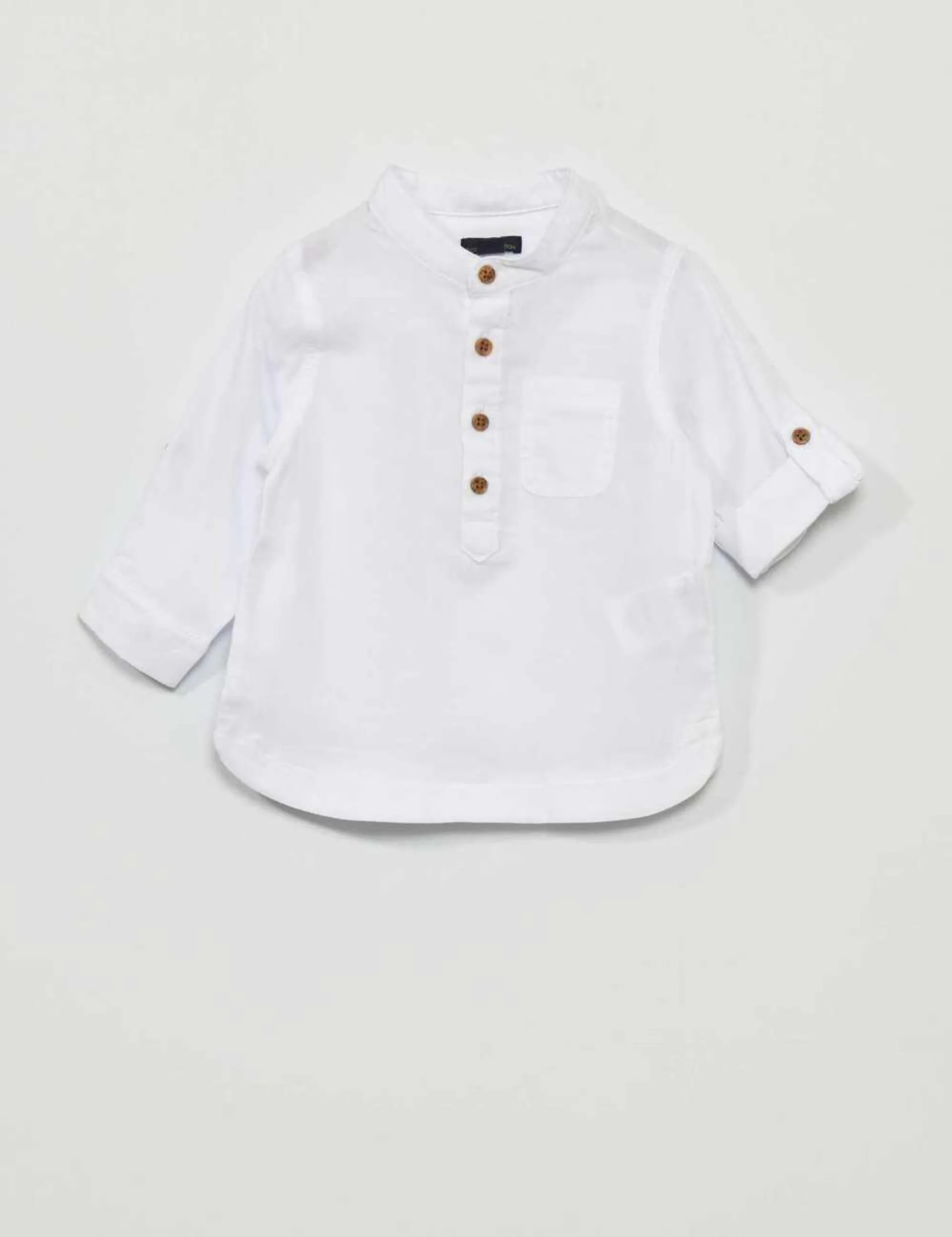 Eco-design shirt with grandad collar