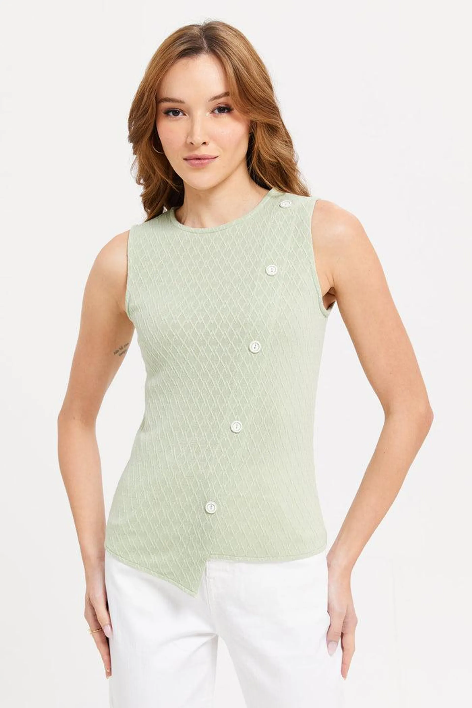 Women Green Textured Top