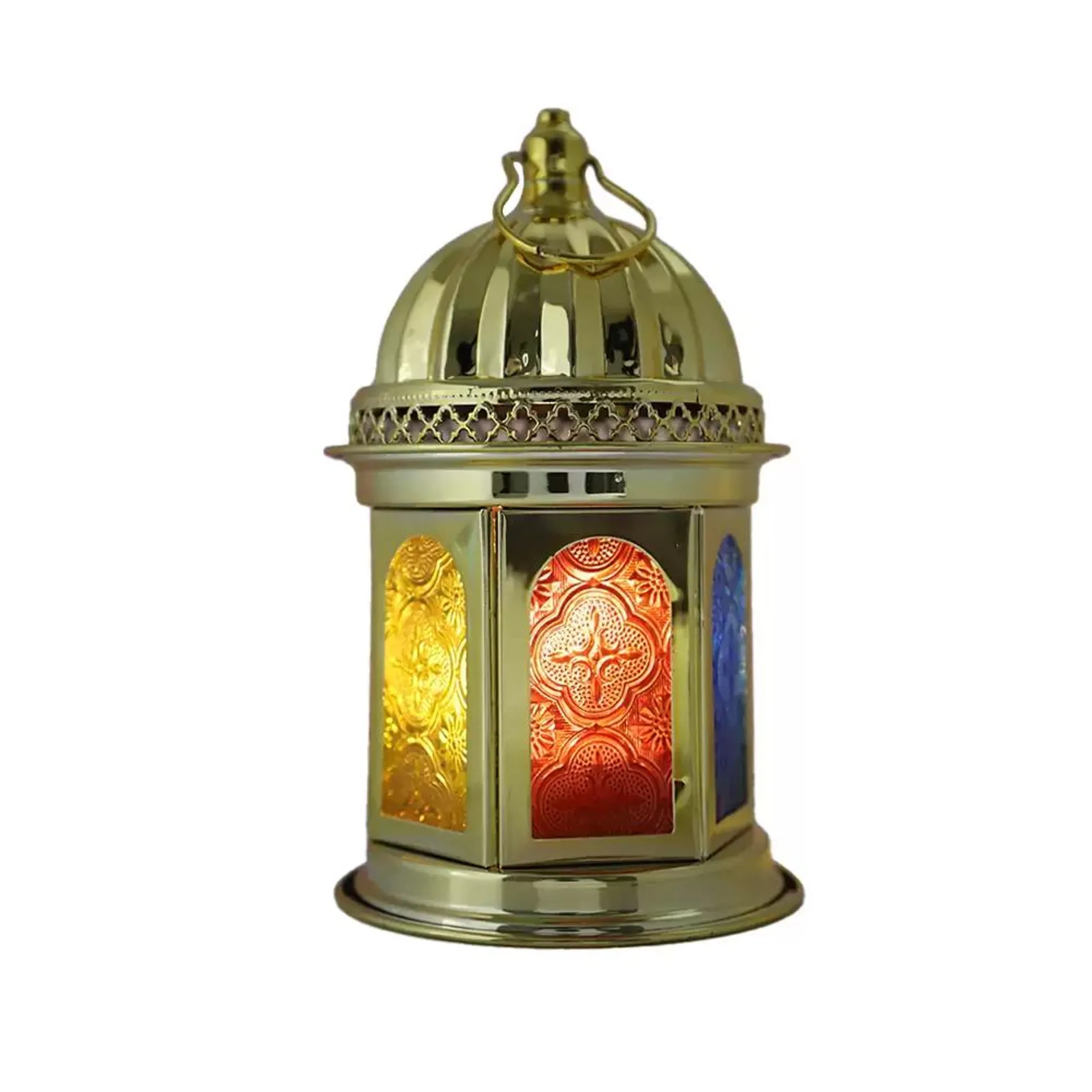 Decorative Hanging Eid And Ramadan Battery Operated Lantern With LED Light- Golden