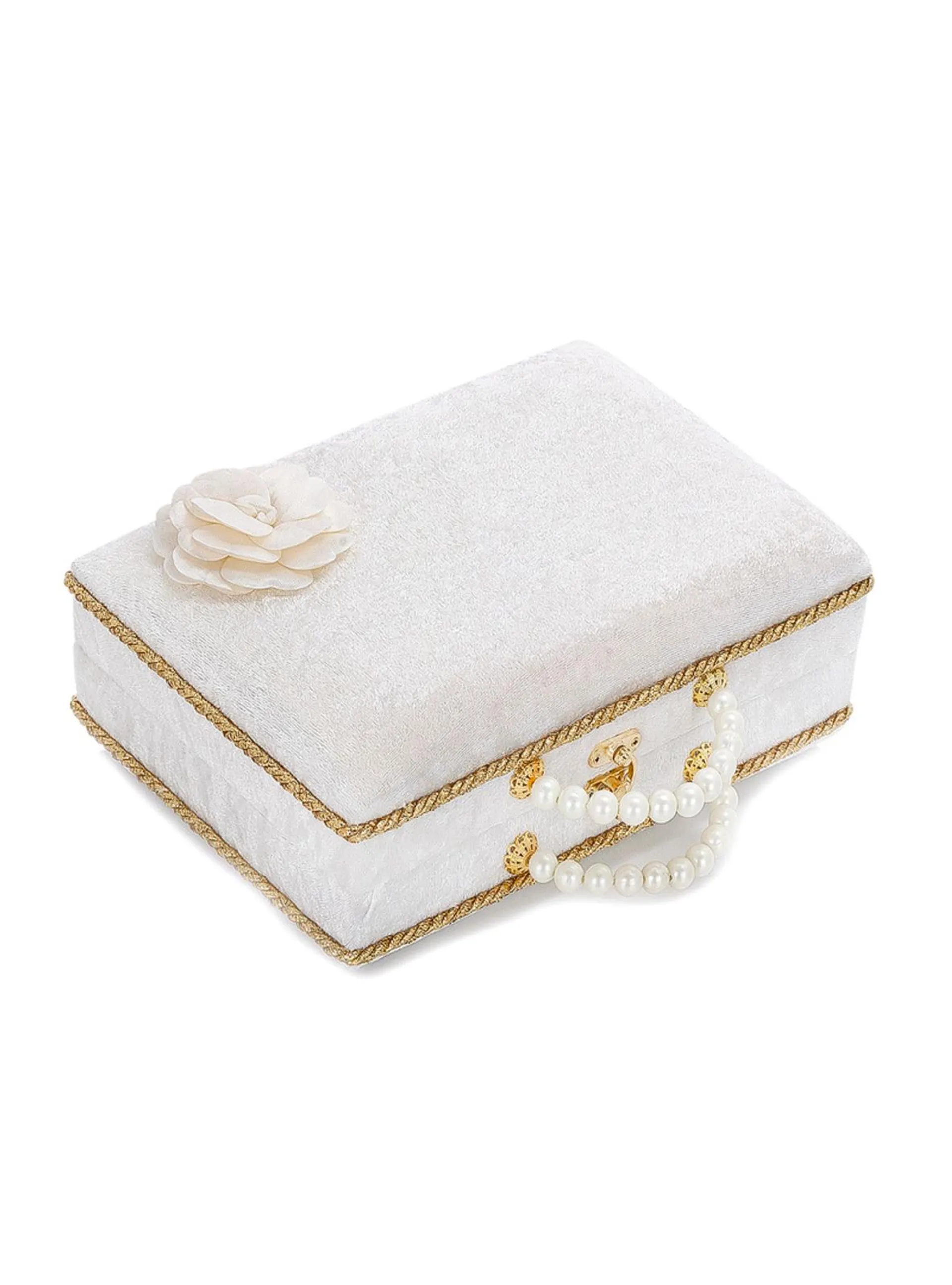 Sponge Velvet Covered Chest Bag Size Pearl Series Gift Quran Set White