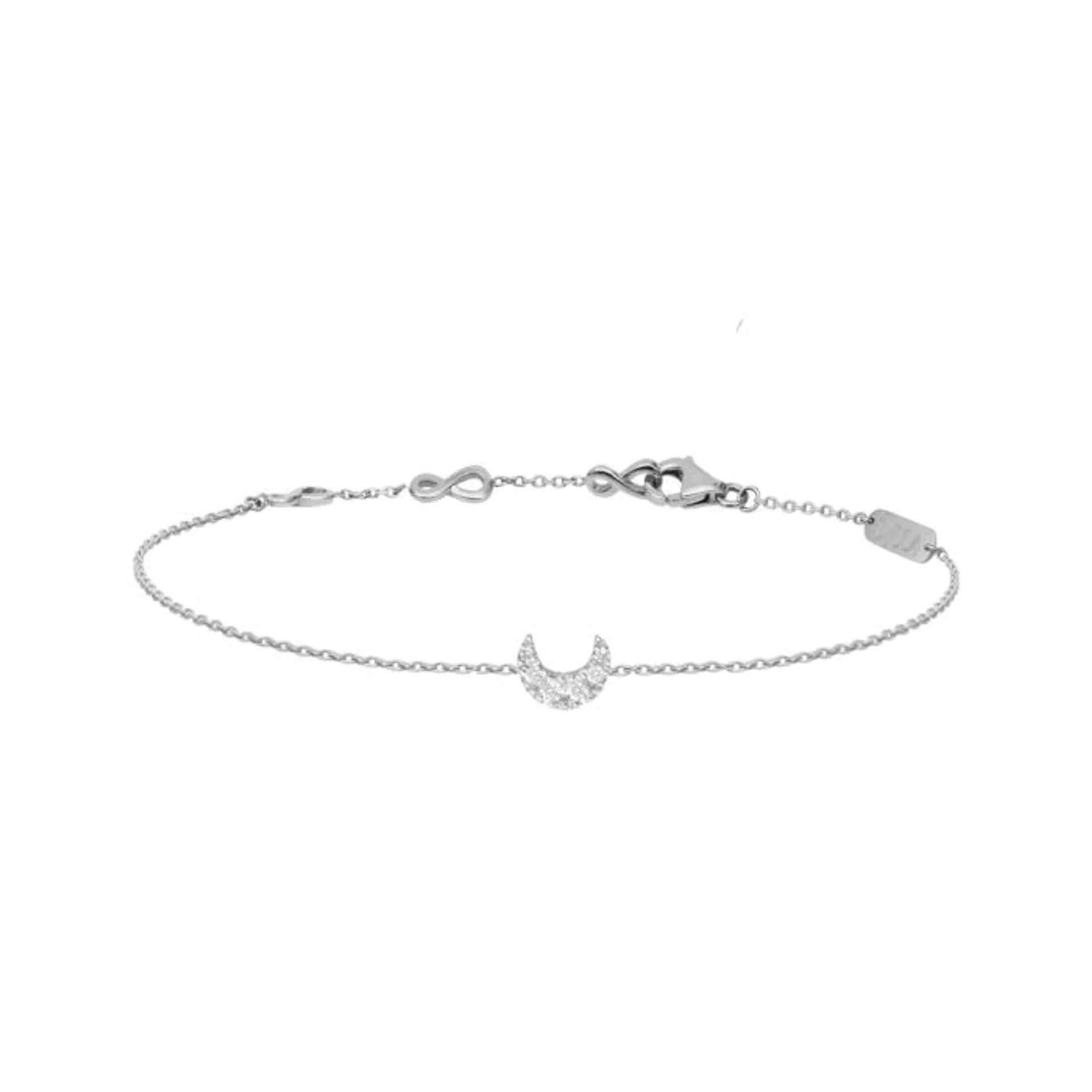 Djula Diamond Moon Chain Bracelet in 18K White Gold