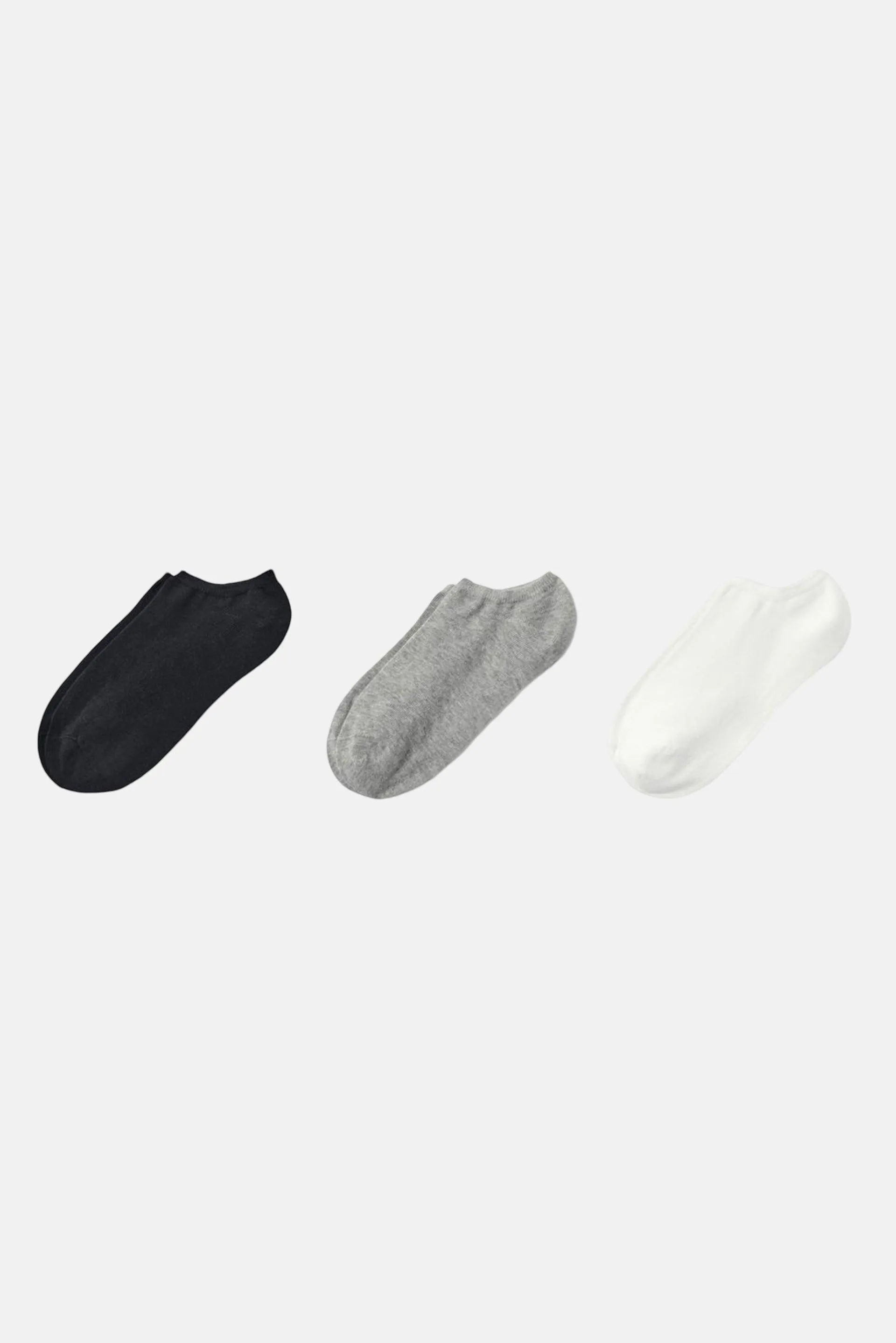 Men 3 Pairs Plain Socks, Black/Grey/White