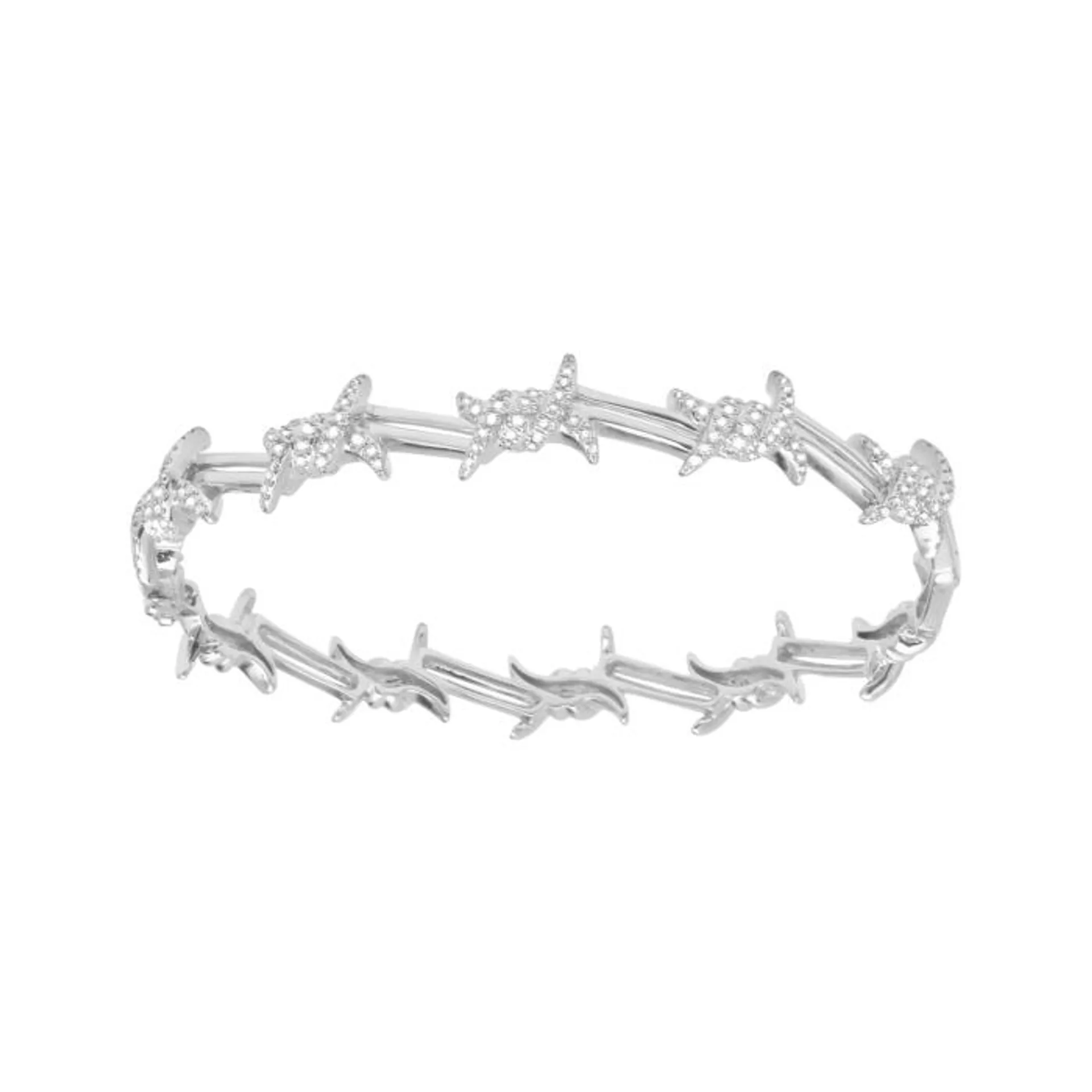 Djula BarbelÃ© Semi Diamond Paved Bangle in 18K Gold