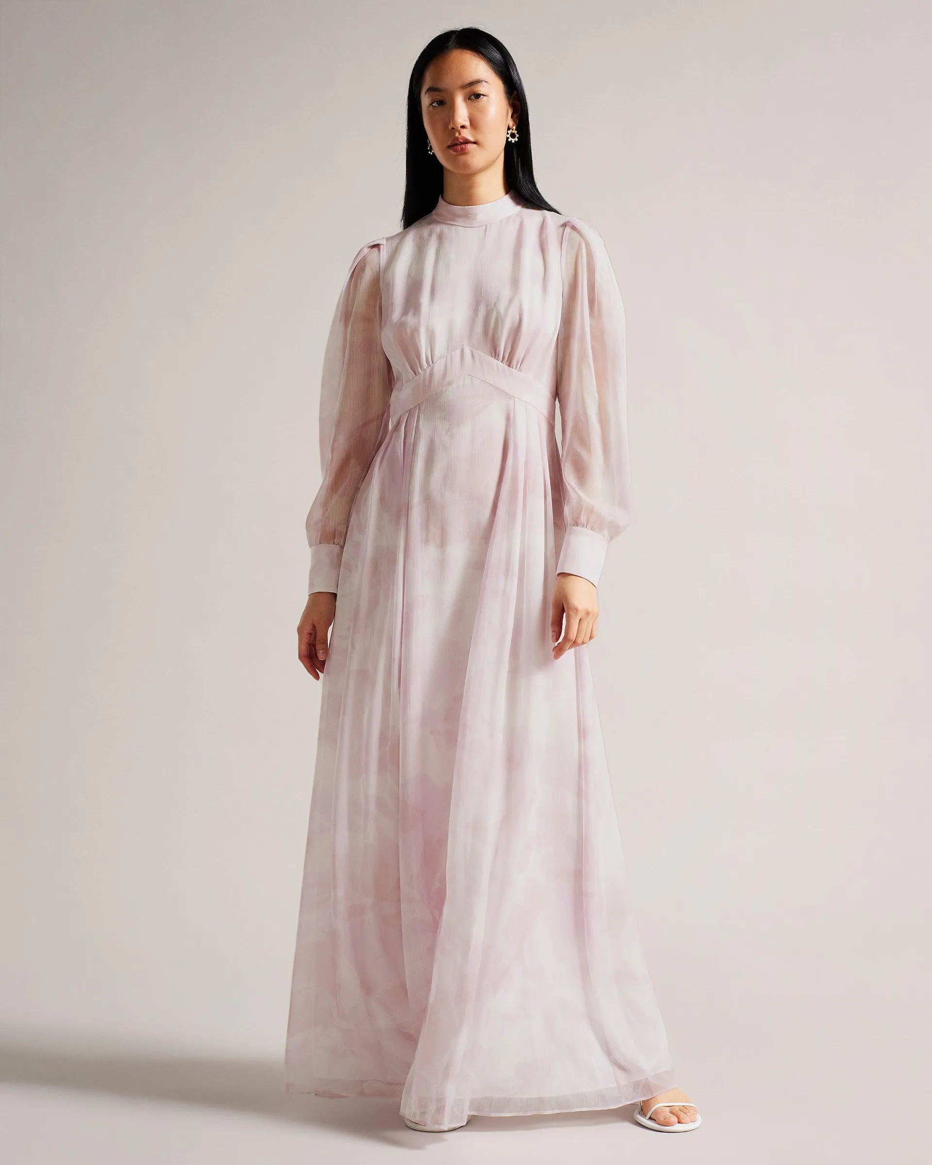 Long Sleeve Maxi Dress With Blouson Sleeve