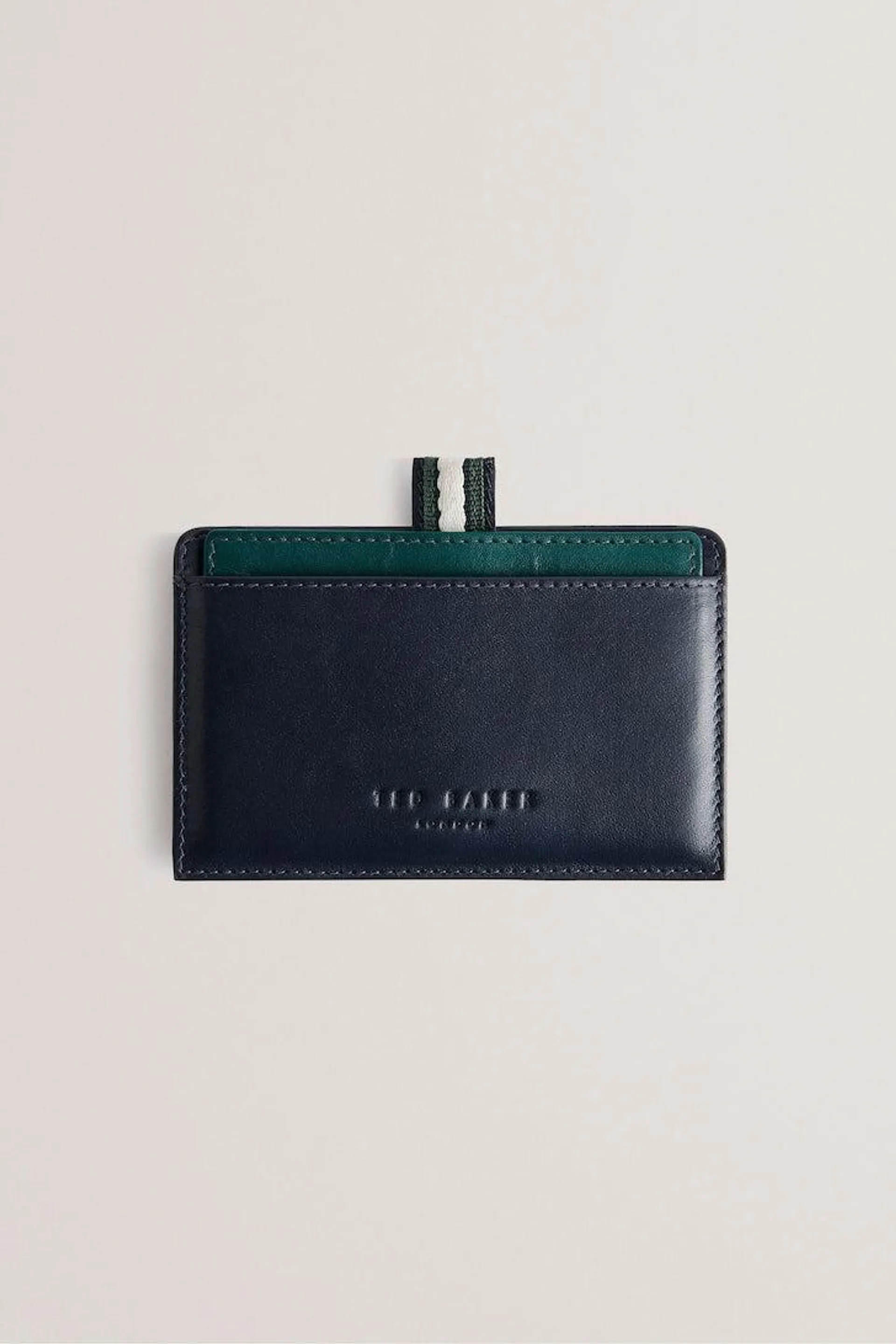 Grayden Glasgow Stripe Pull Out Leather Card Holder Navy