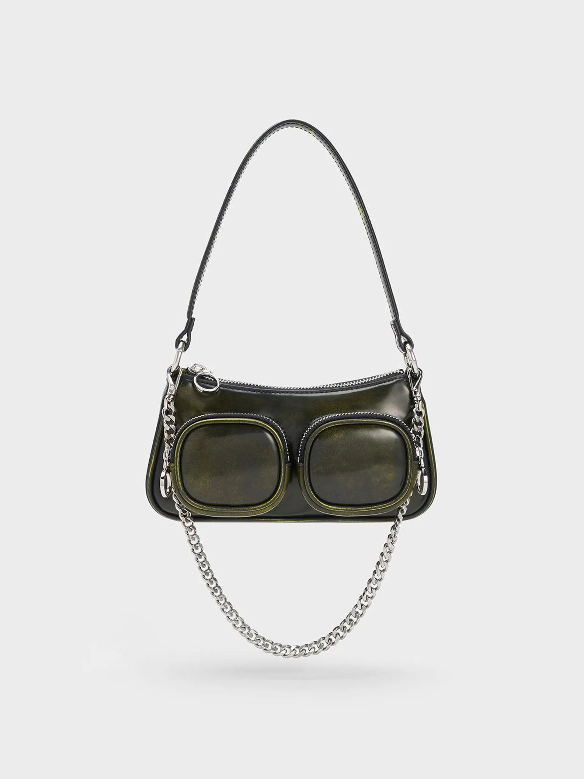 Letitia Chain-Link Shoulder Bag - Lime