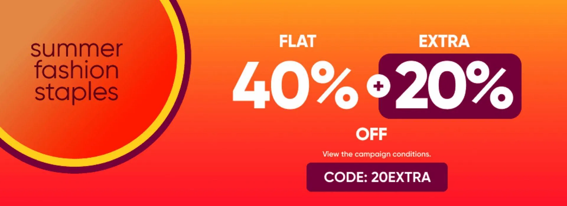 Flat 40% +Extra 20% Off - 1