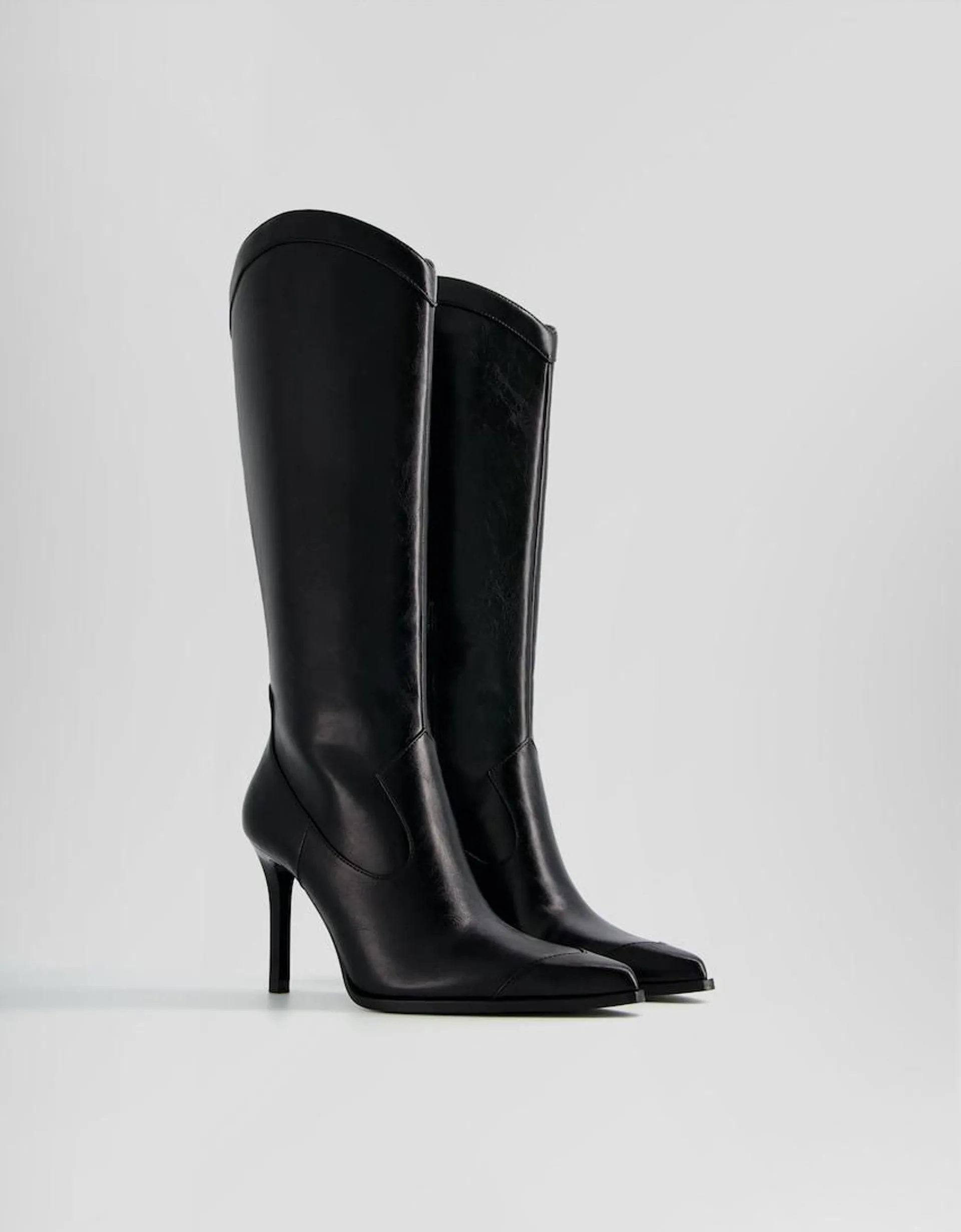 Stiletto heel cowboy boots with zip