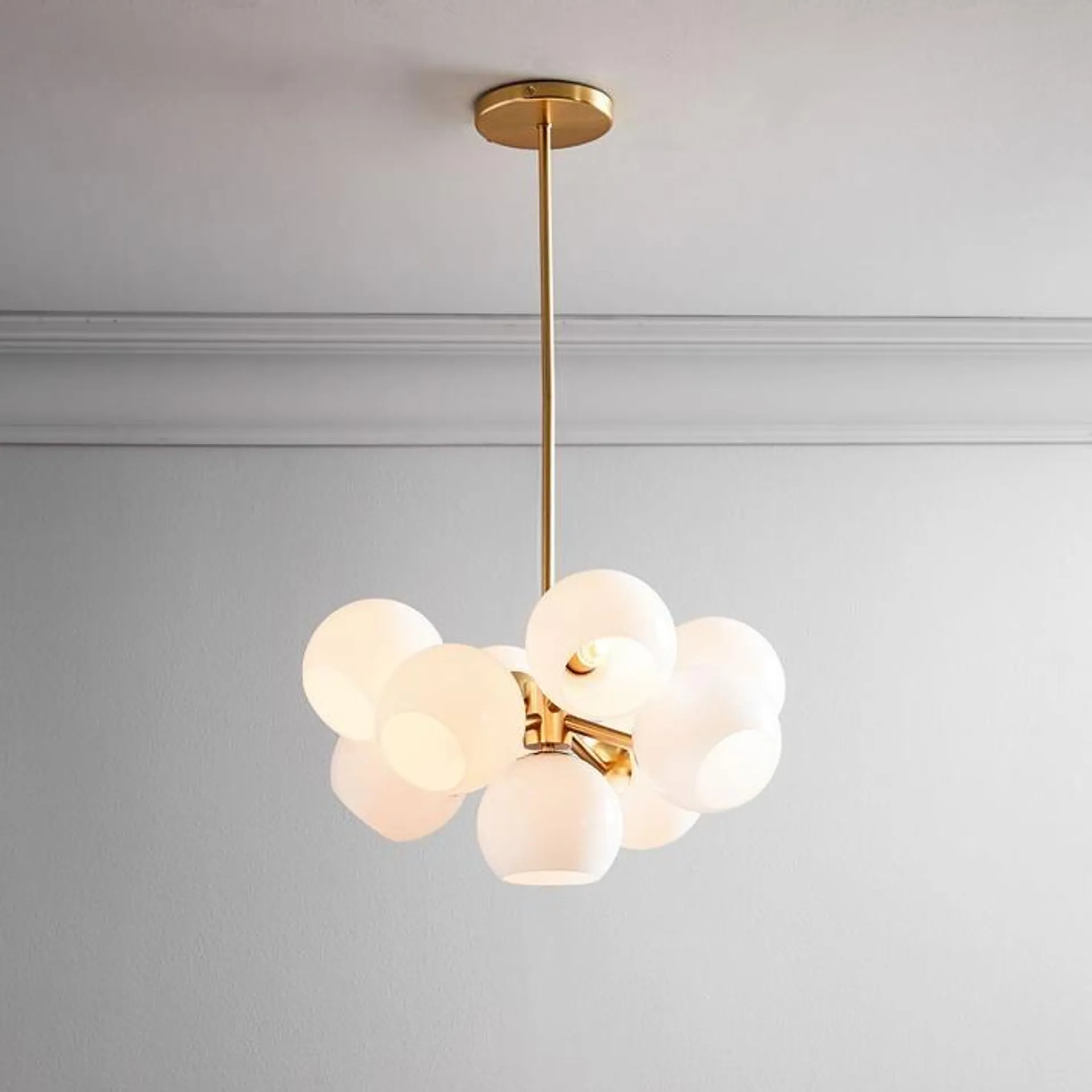 Staggered Glass 9-Light Chandelier - Milk