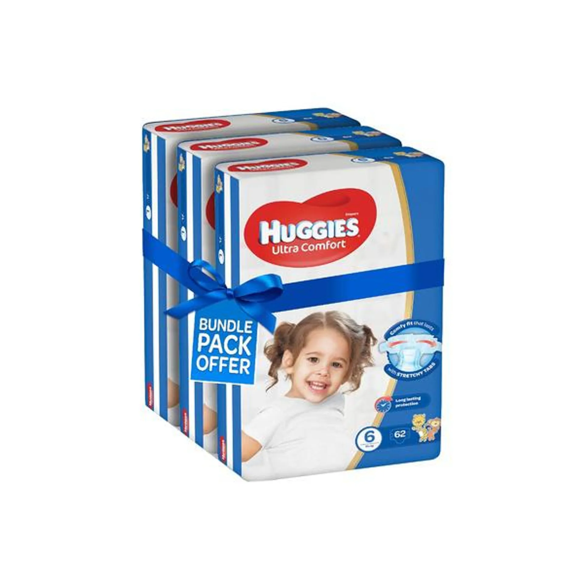 Huggies Ultra Comfort Diapers Size 6 Jumbo Pack 15+ kg (Pack Of 186 Diapers)