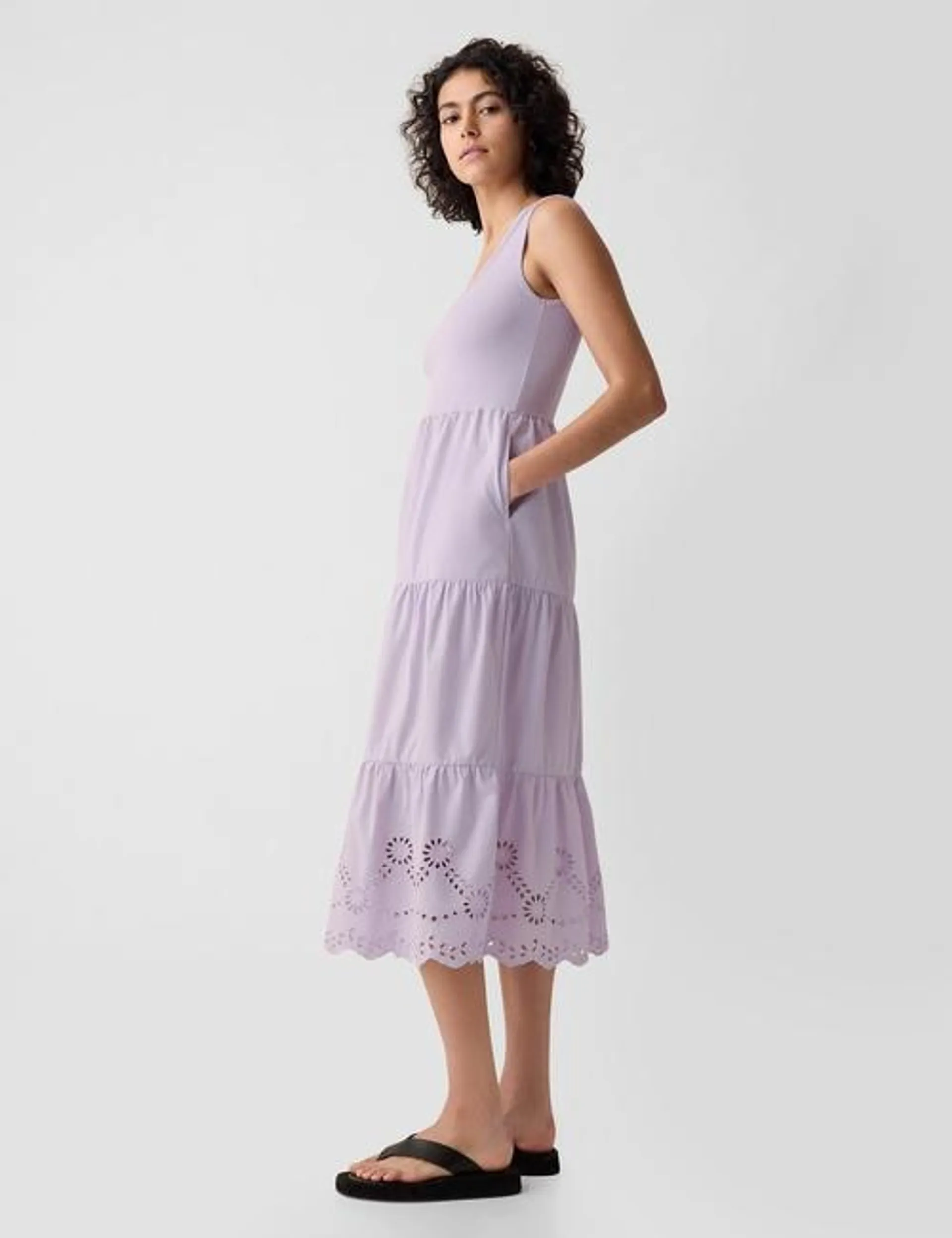 Eyelet Midi Tank Dress