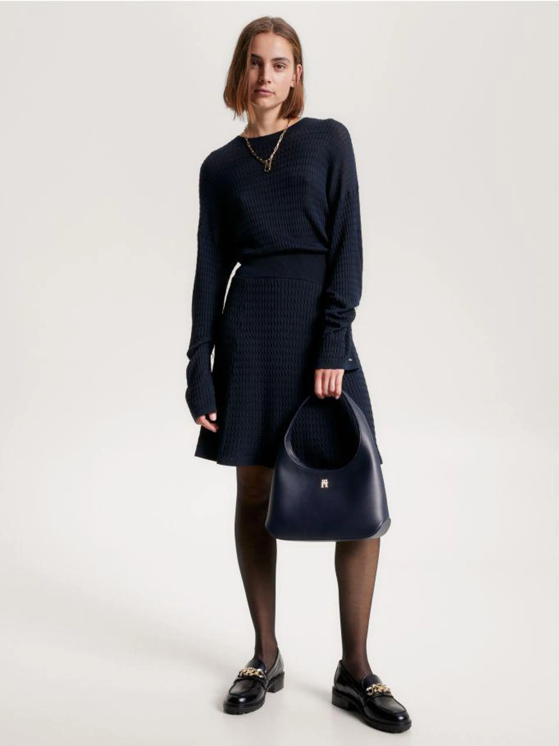 Micro Cable Knit Relaxed Jumper Dress