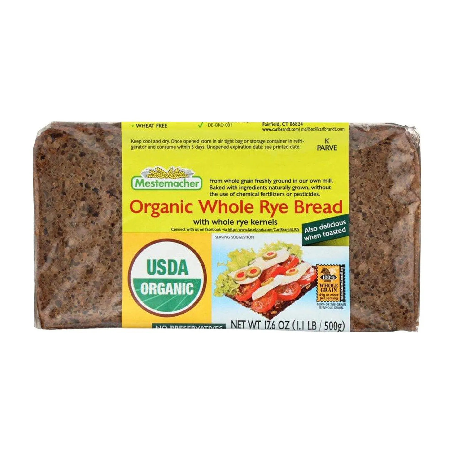 Mestemacher Organic Whole Rye Bread 500 g