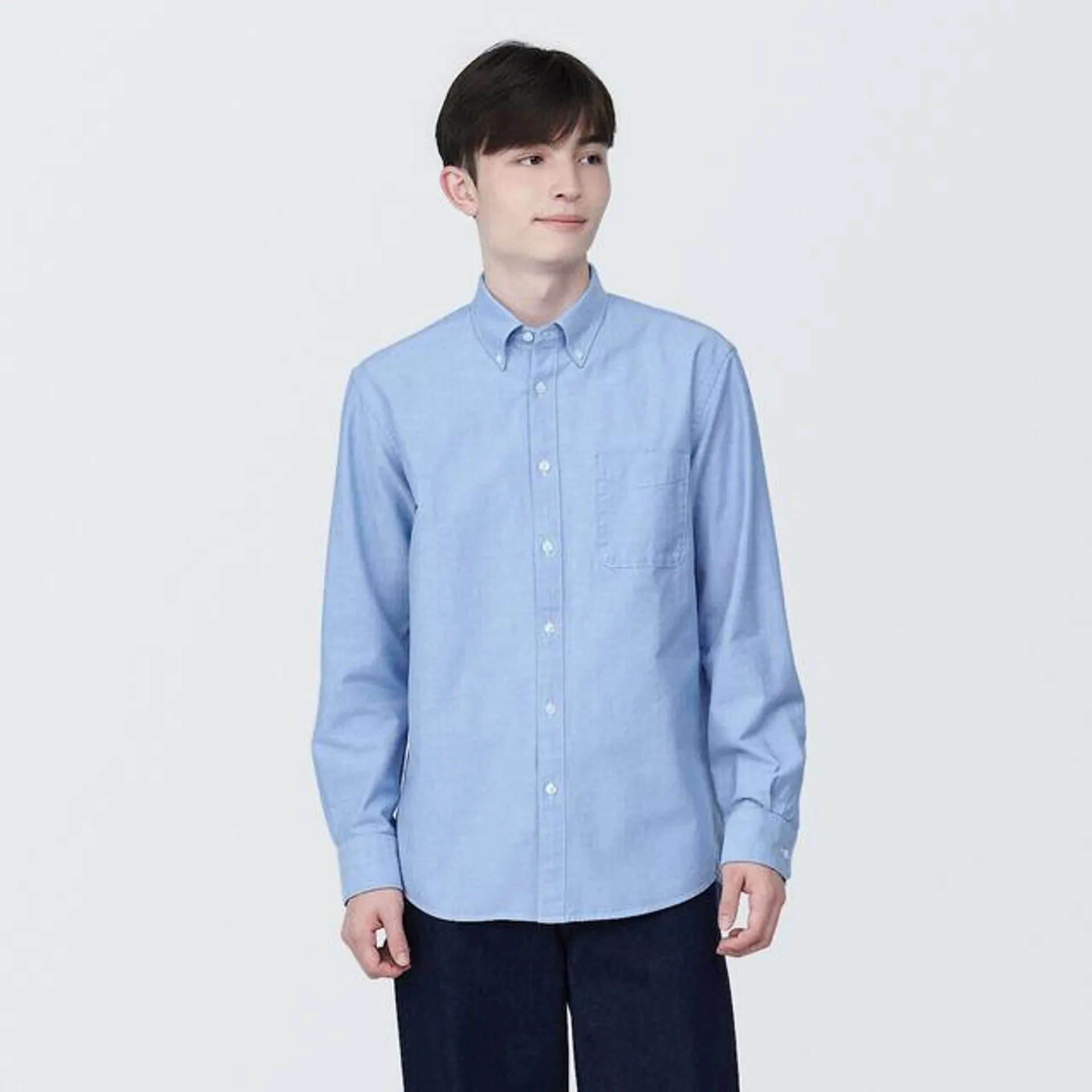 Washed Oxford Button Down Long Sleeve Shirt