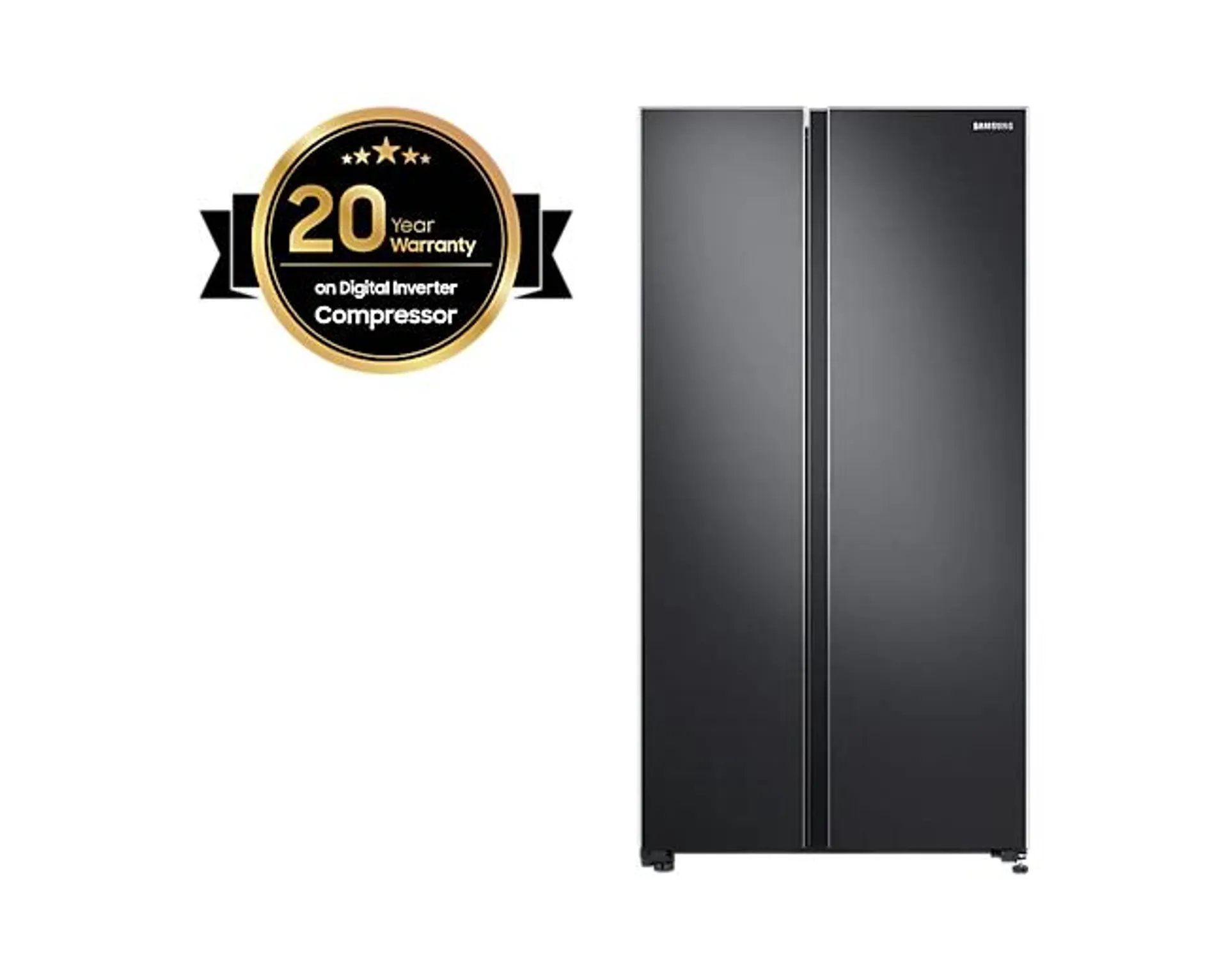 Side by Side Refrigerator with Digital Inverter Technology, All-around Cooling, Power Cool and 647 L, Black - RS62R5001B4/AE