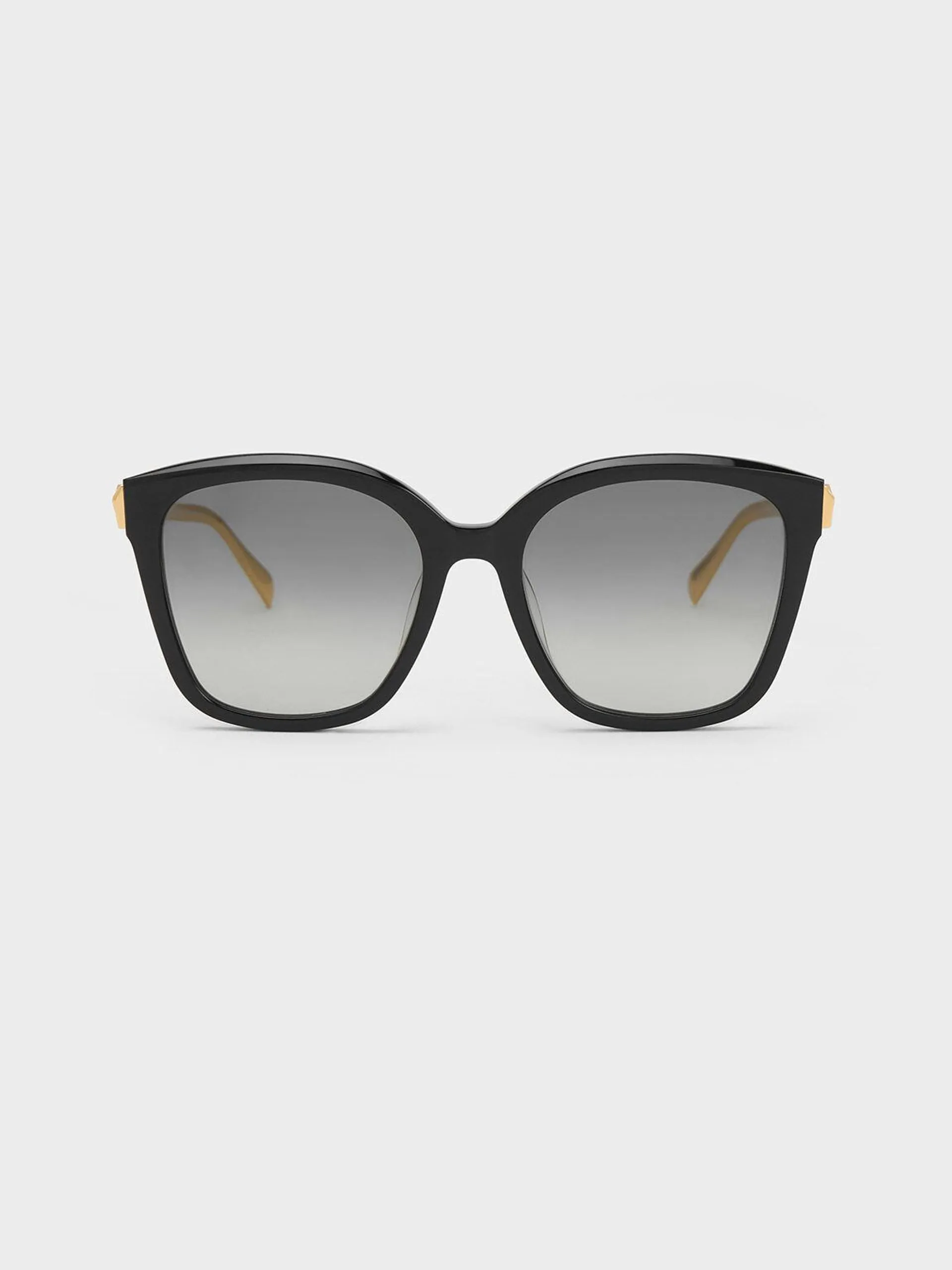 Oversized Square Acetate Sunglasses - Black