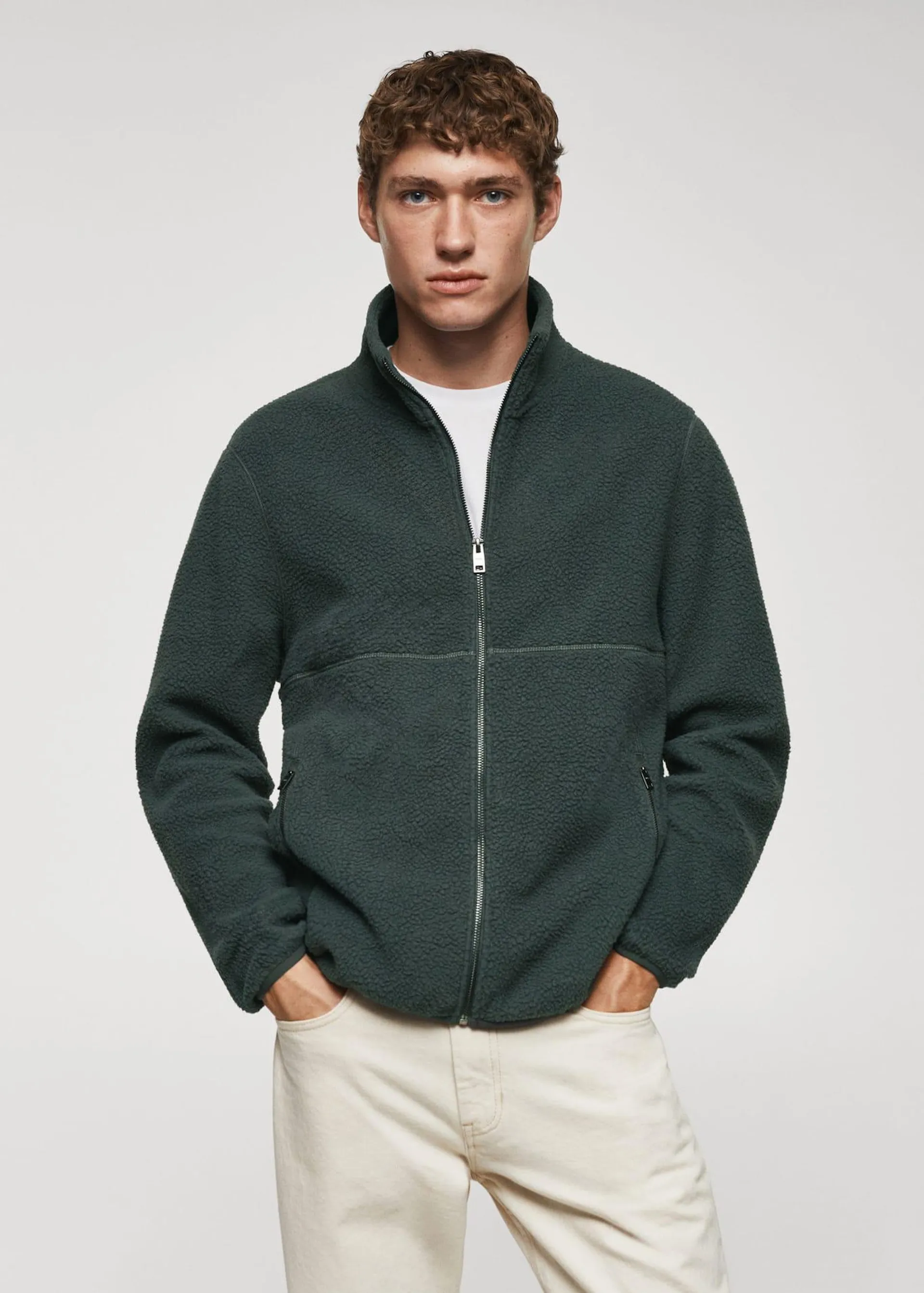 Zip-neck fleece sweatshirt