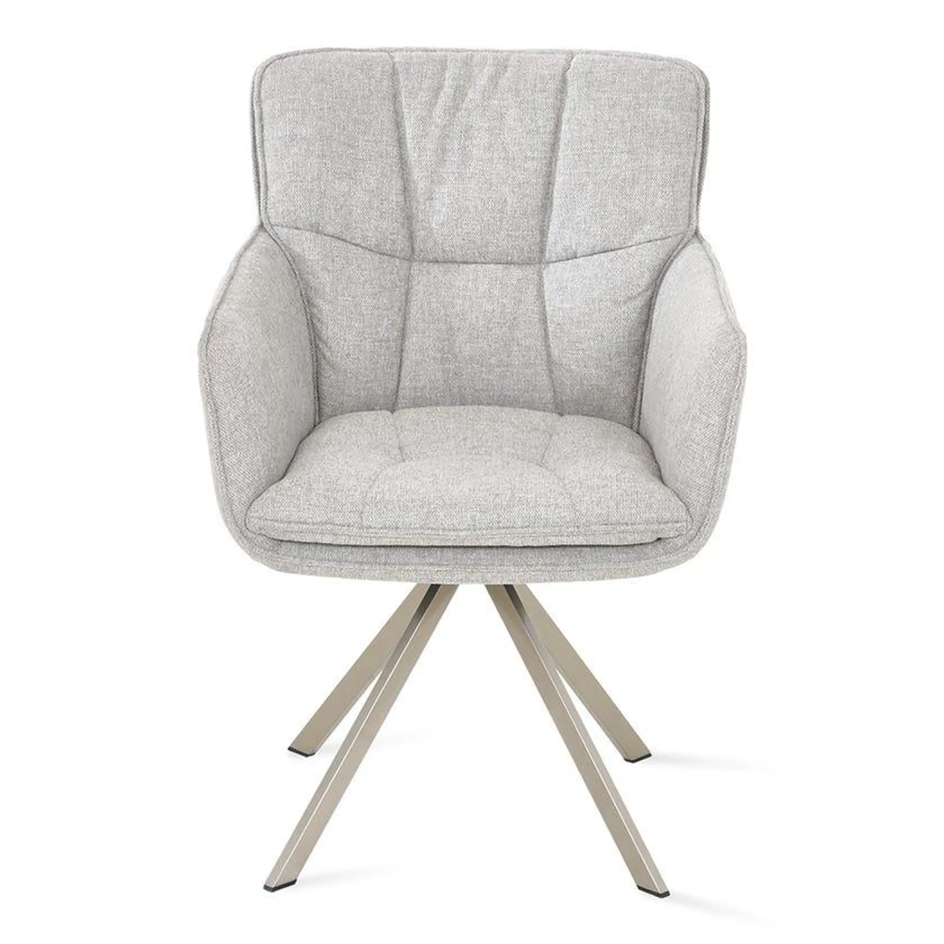 Abbey Dining Chair with Swivel, Light Grey & Chrome