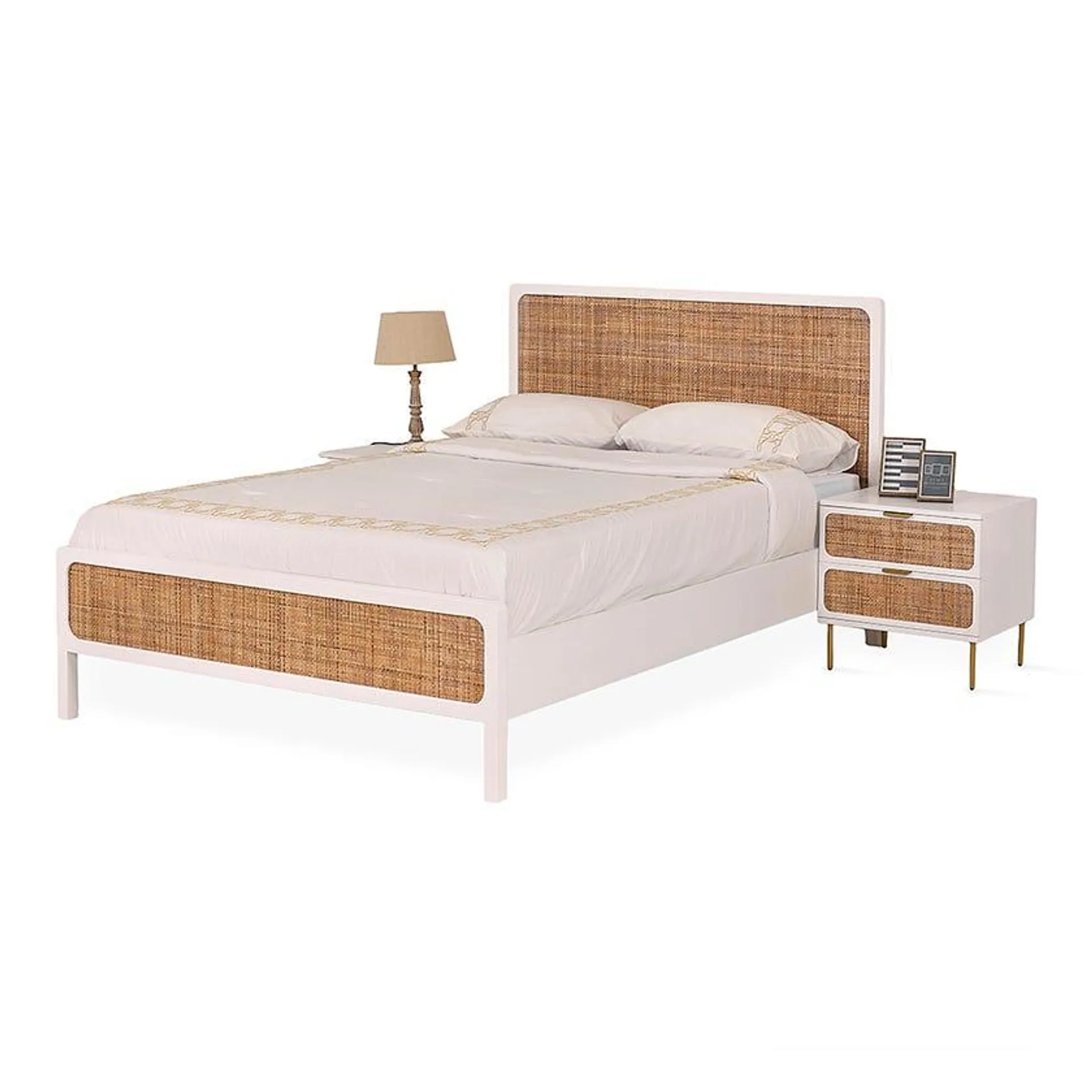 Campbell King-Sized Bed, Natural & White - 180x200 cm