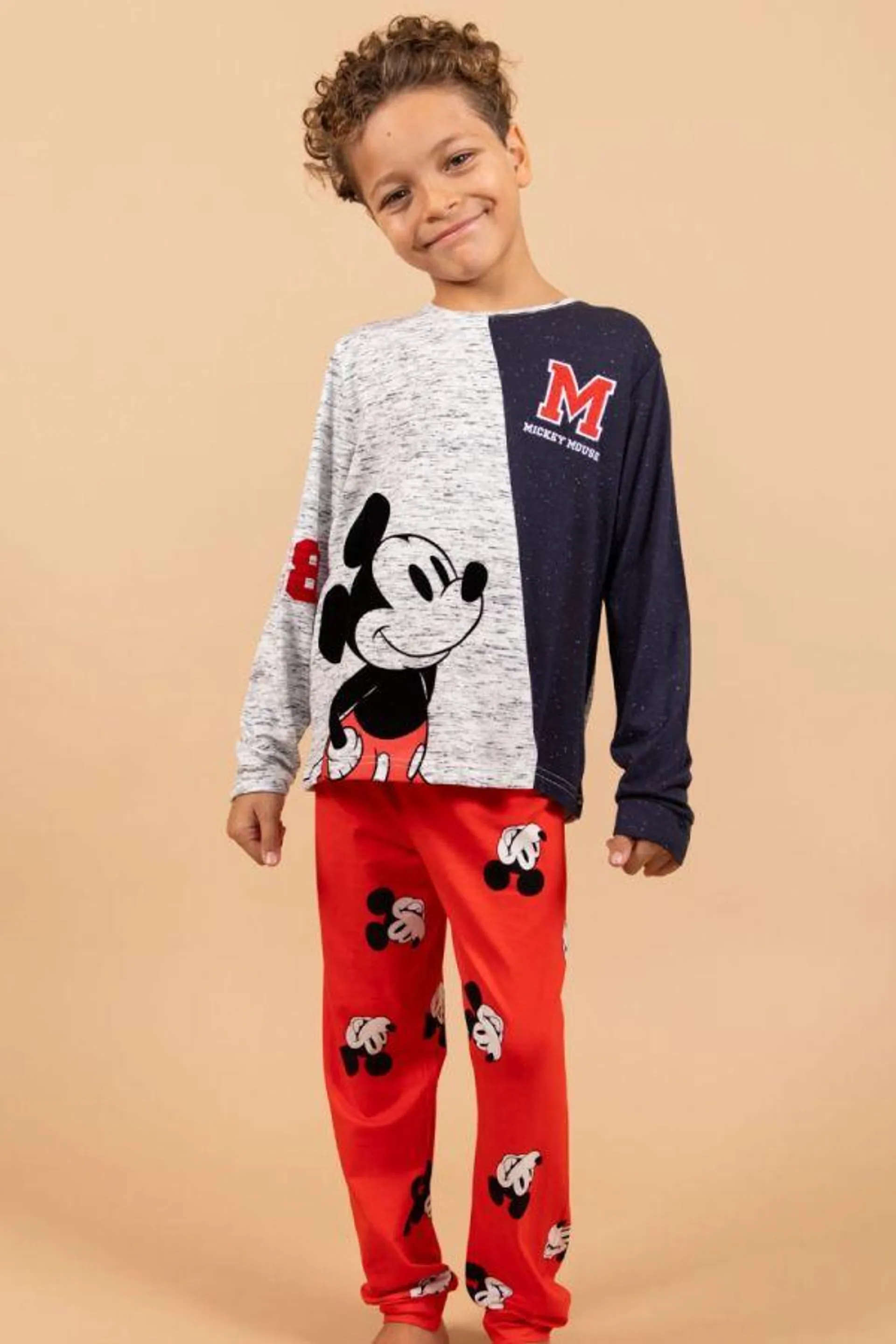 Boys Grey Navy Mickey PJ