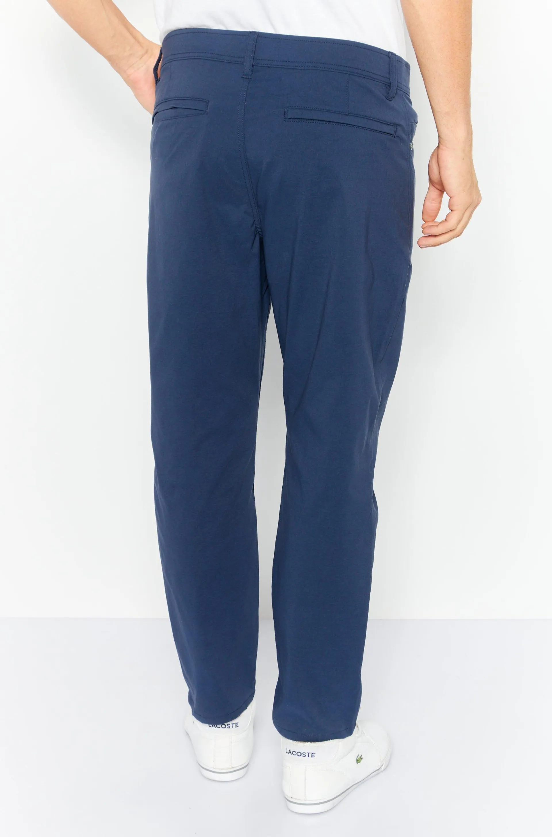 Men Regular Fit Plain Chino Pants, Dark Blue