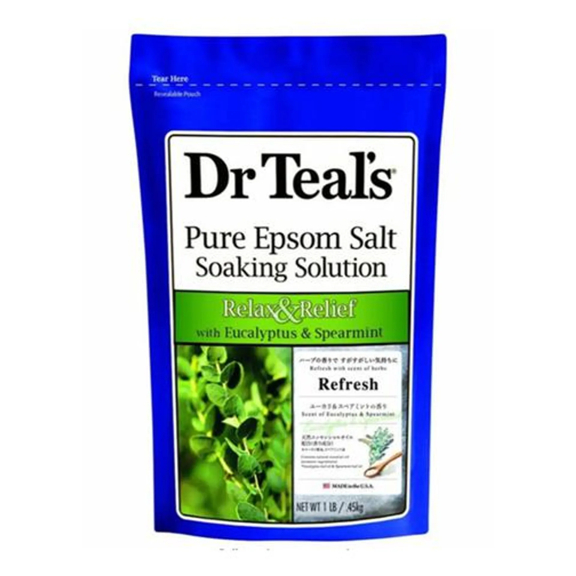 Dr Teal's Epsom Bath Salt Eucalyptus & Spearmint 450g