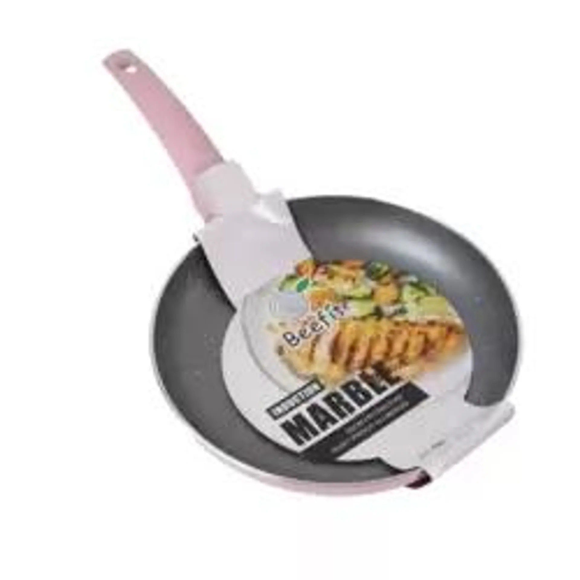 Beefit Non Stick Deep Fry 26cm Frying Pan With Durable Marble Coating- Pink