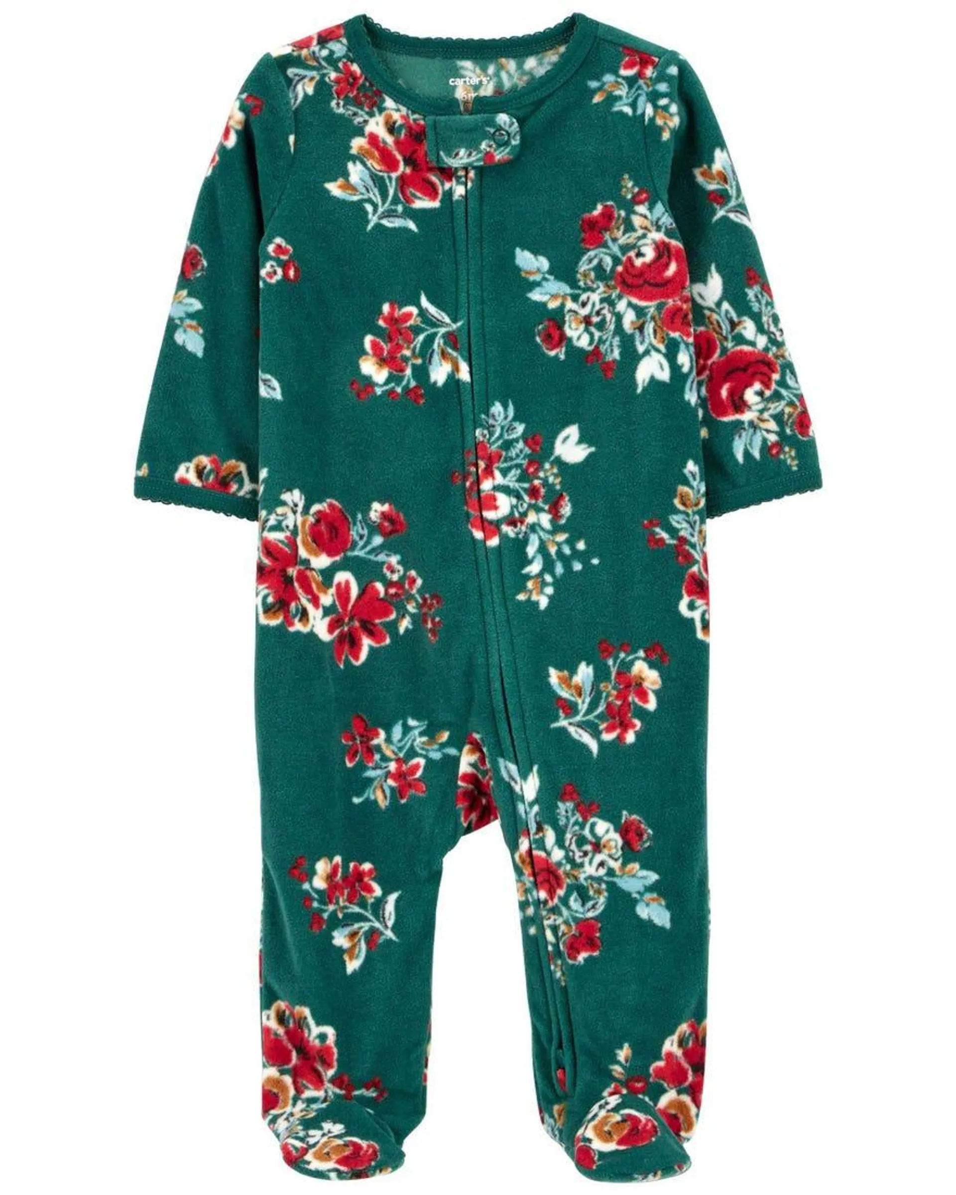 Floral Zip-Up Fleece Sleep & Play Pajamas