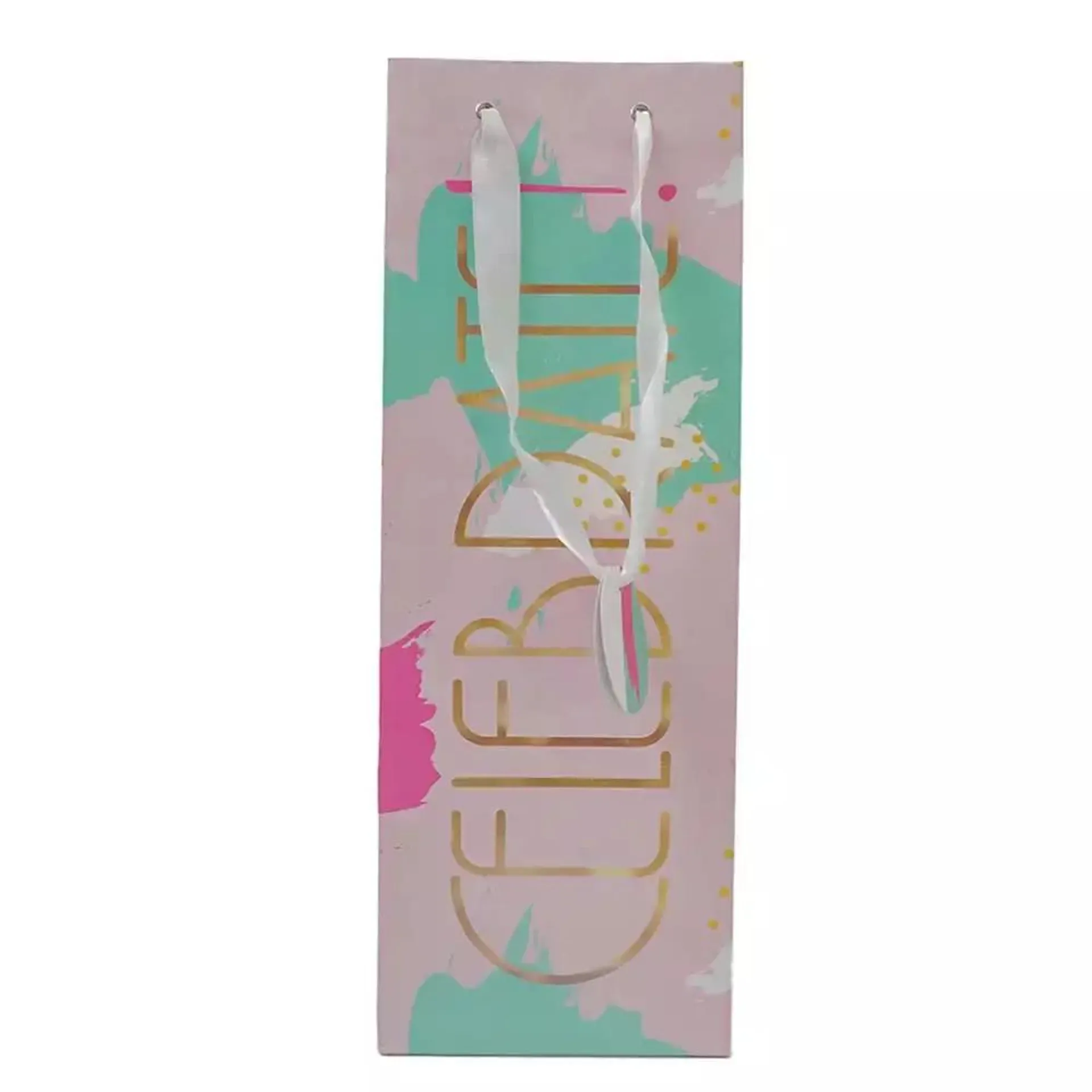 Celebration Party Paper Bag with Ribbon Handle - Pink