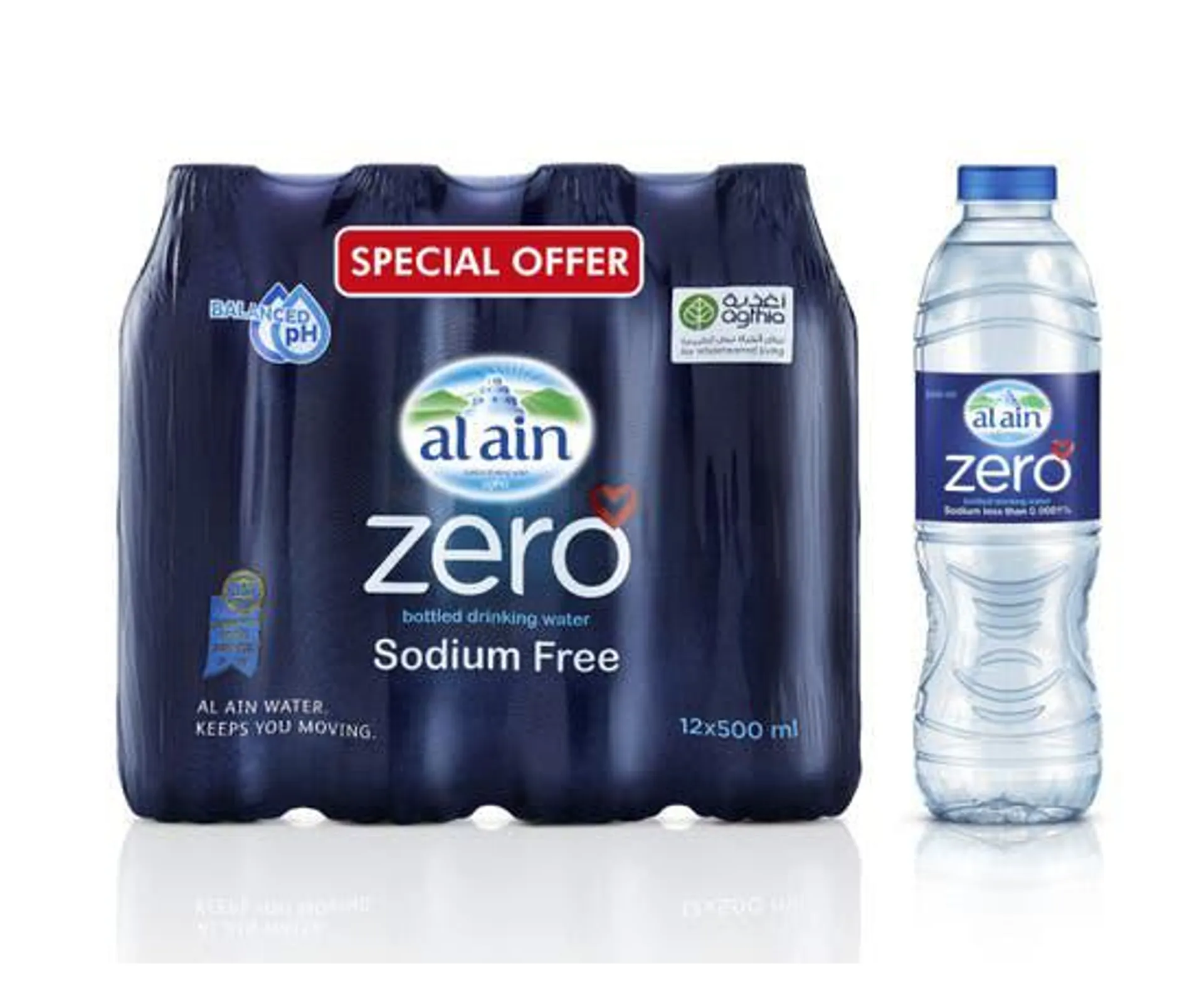 Al Ain Zero Sodium Drinking Water - 12 x 500ml