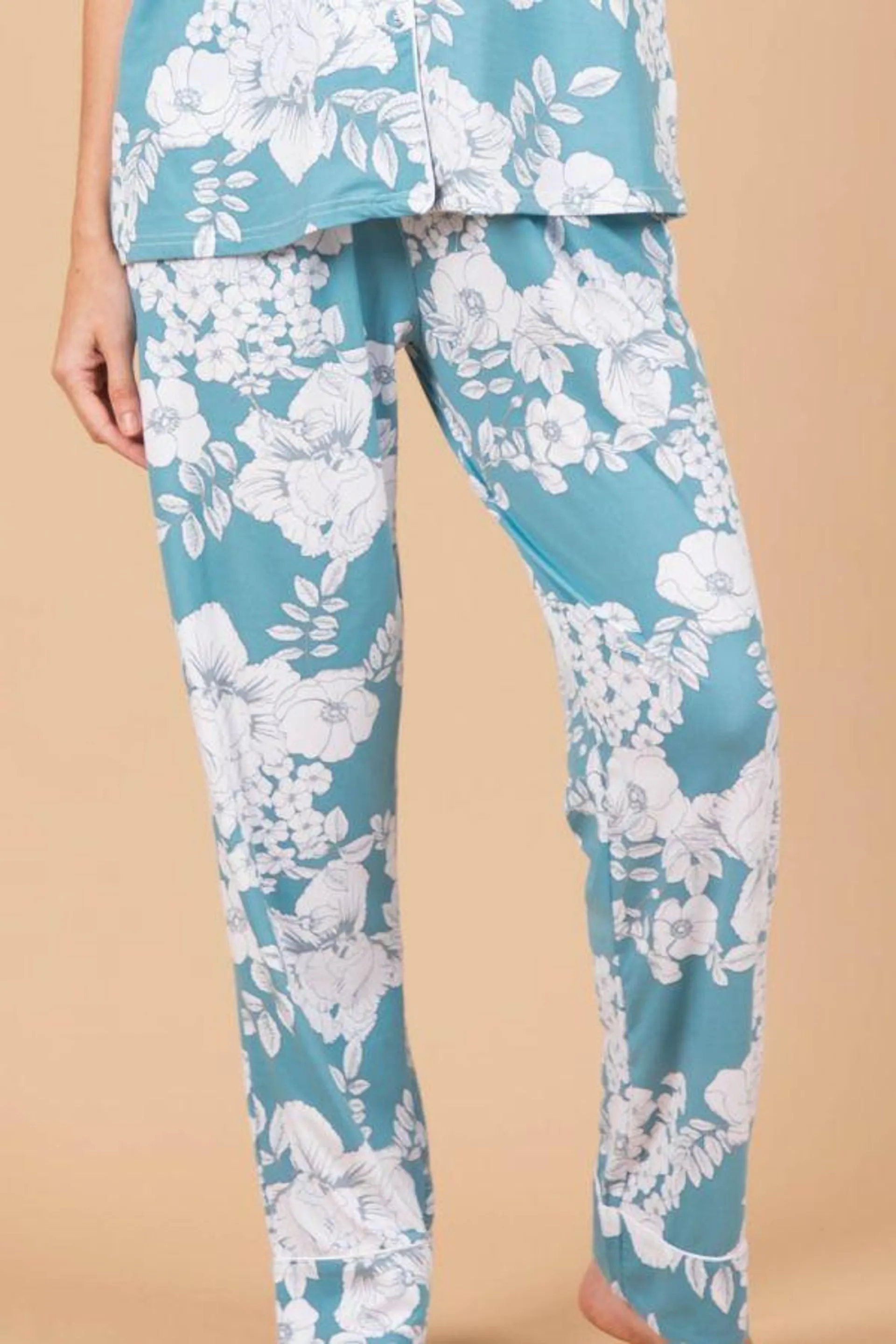 Ladies Teal Floral Pant